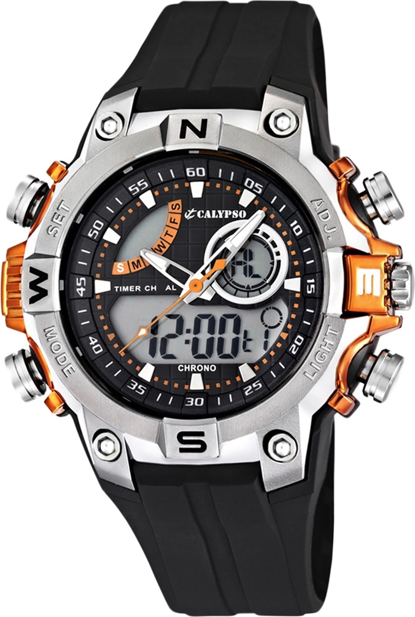 CALYPSO WATCHES Digitaluhr Calypso Jugend Uhr K5586/4 Kunststoffband, (Analog-Digitaluhr), Jugend Armbanduhr rund, Kautschukarmband schwarz, Sport