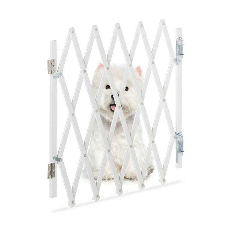 relaxdays Universalschutzgitter Ausziehbares Hundeabsperrgitter in Weiß