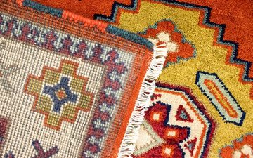 Wollteppich Kazak Teppich handgeknüpft orange, morgenland, rechteckig, Höhe: 18 mm