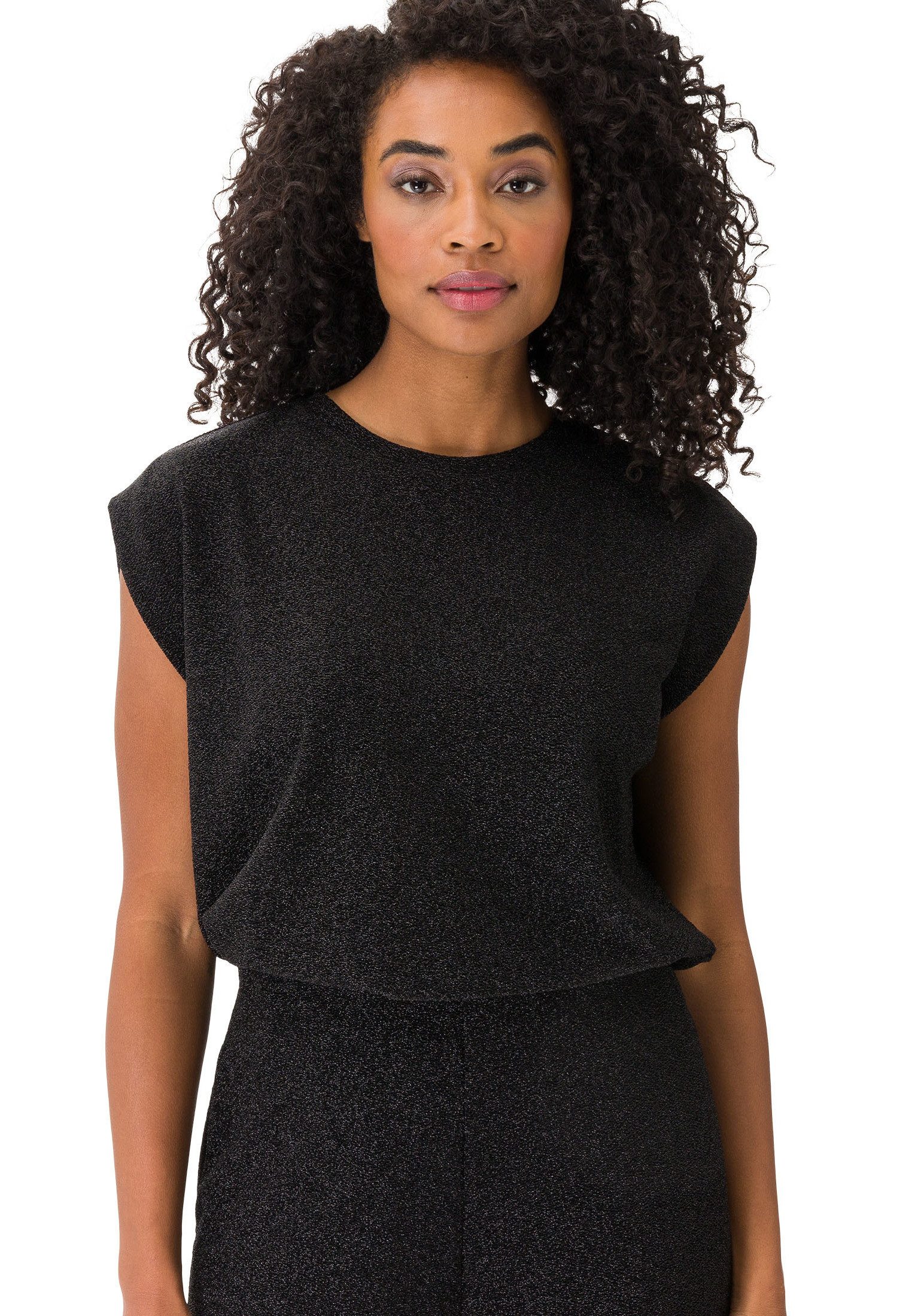 Zero T-Shirt Damen mit Glitzer (1-tlg) Plain/ohne Details