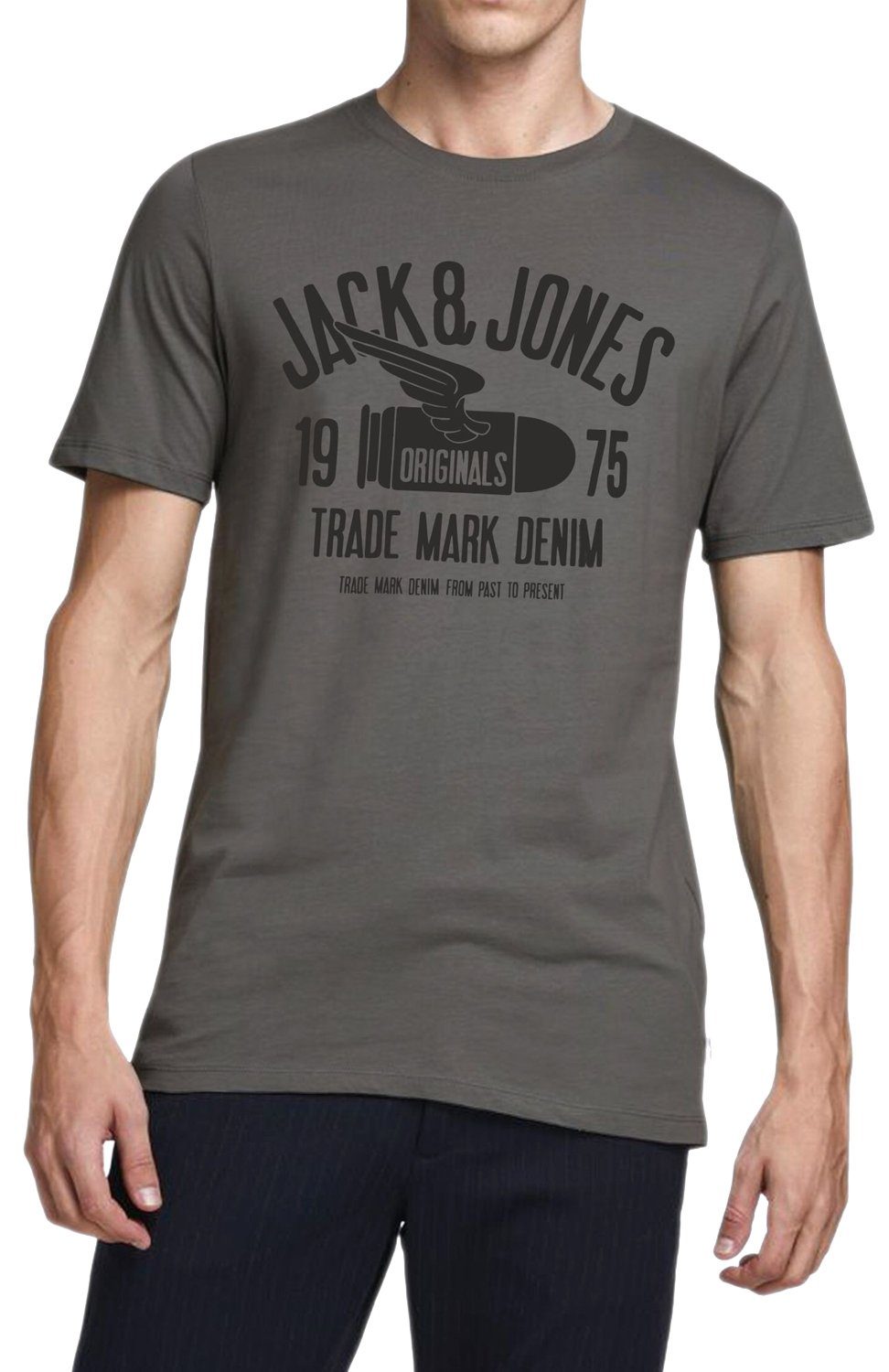 Jack & Jones Print-Shirt Regular Fit T-Shirt mit Rundhalsausschnitt OPT5 Asphalt