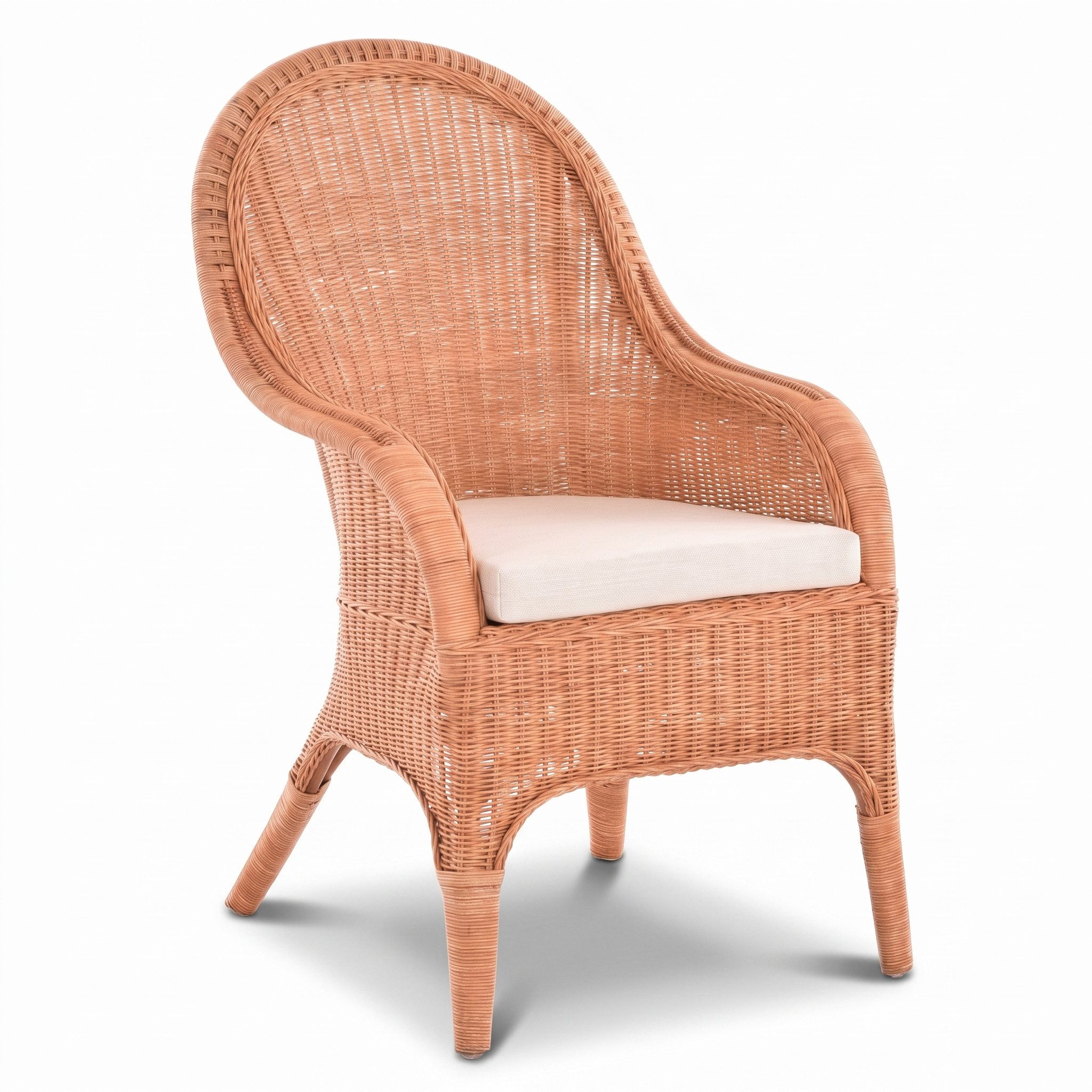 Krines Home Rattanstuhl Rattansessel hohe Rückenlehne Rattan Esszimmerstuhl Breite Armlehnen, Breite Armlehnen