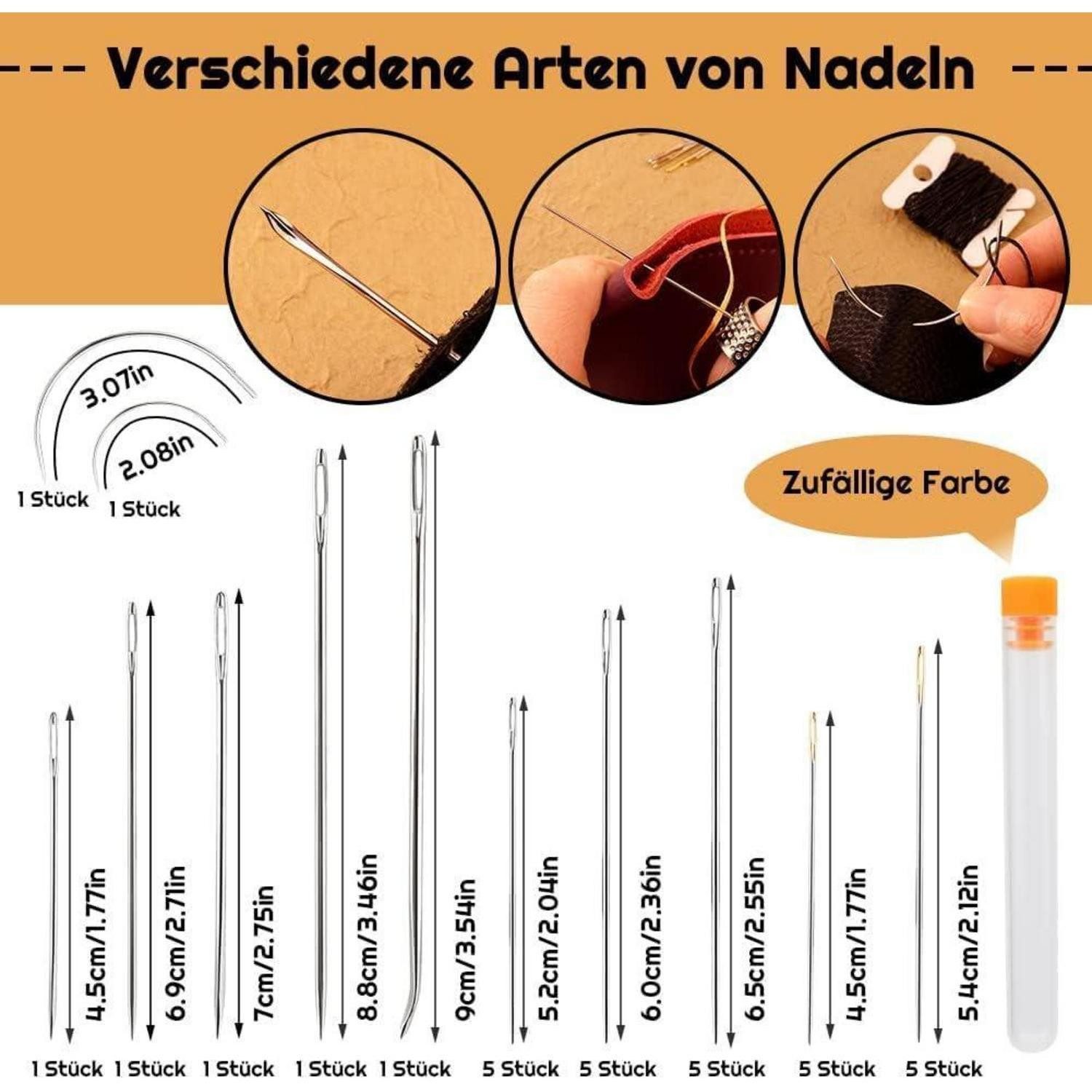 LuxusKollektion Nähnadeln 59-teiliges Leder-Nähset mit Nadeln, Ösen, Faden
