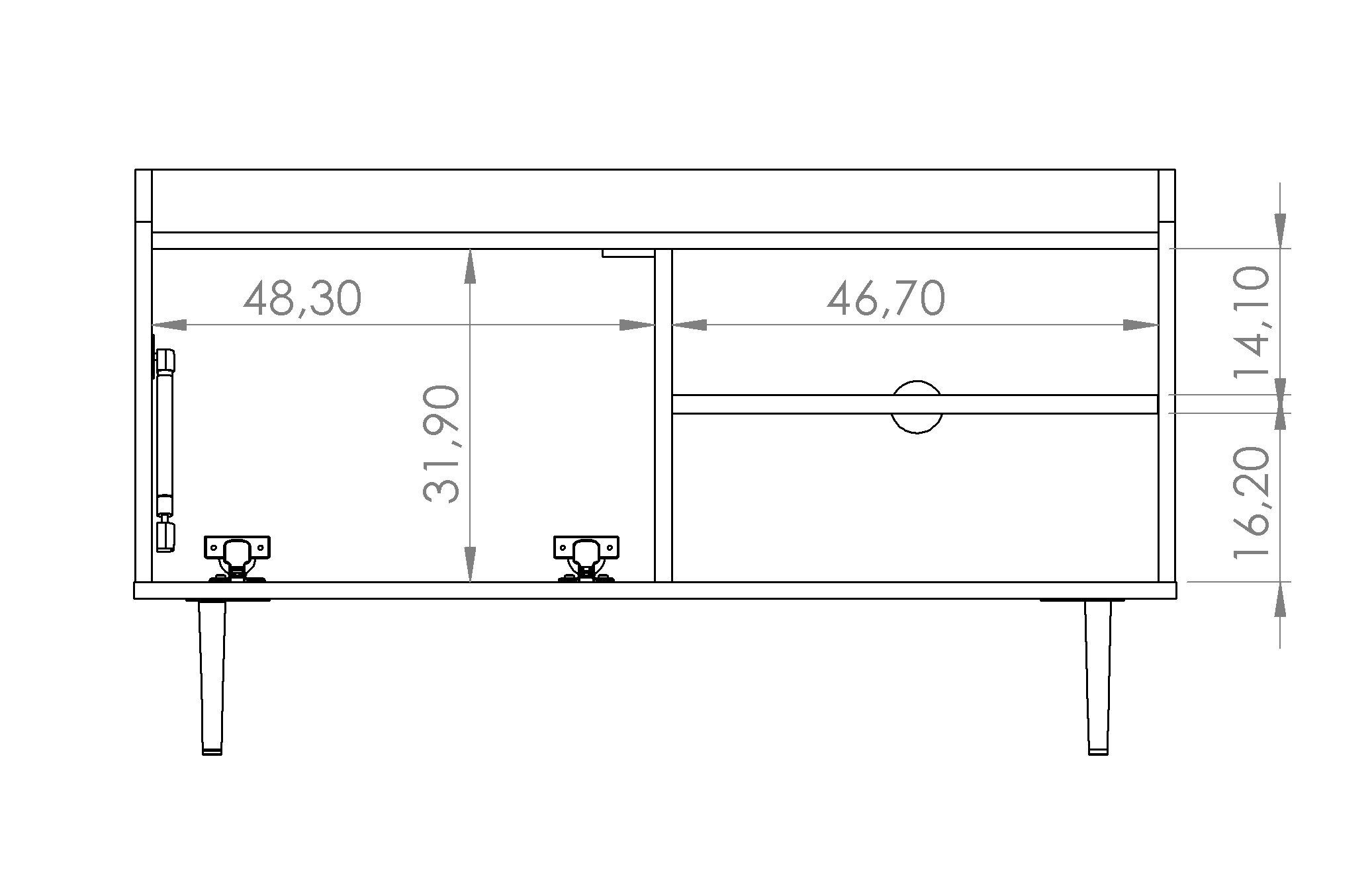 B100 T40 cm, Fächer Sideboard x VASINIE Klapptür Soft Furnix H56,2 Scharniere in Brandy-Castello-Holz Close & x offene TV-Schrank