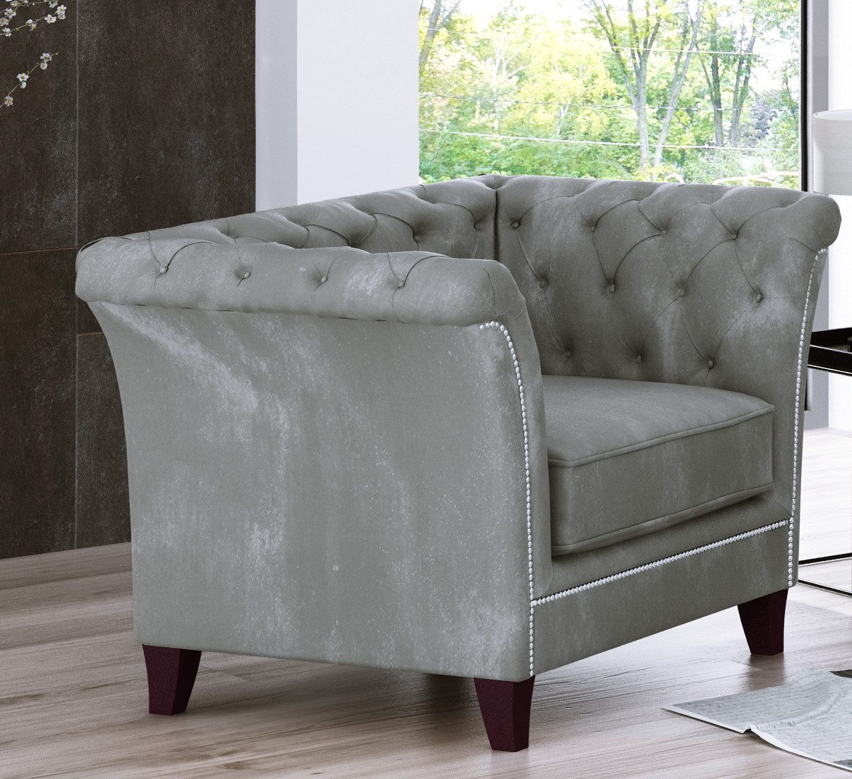 S-Style Möbel Chesterfield-Sessel Rainsburg aus Samt-Stoff günstig online kaufen