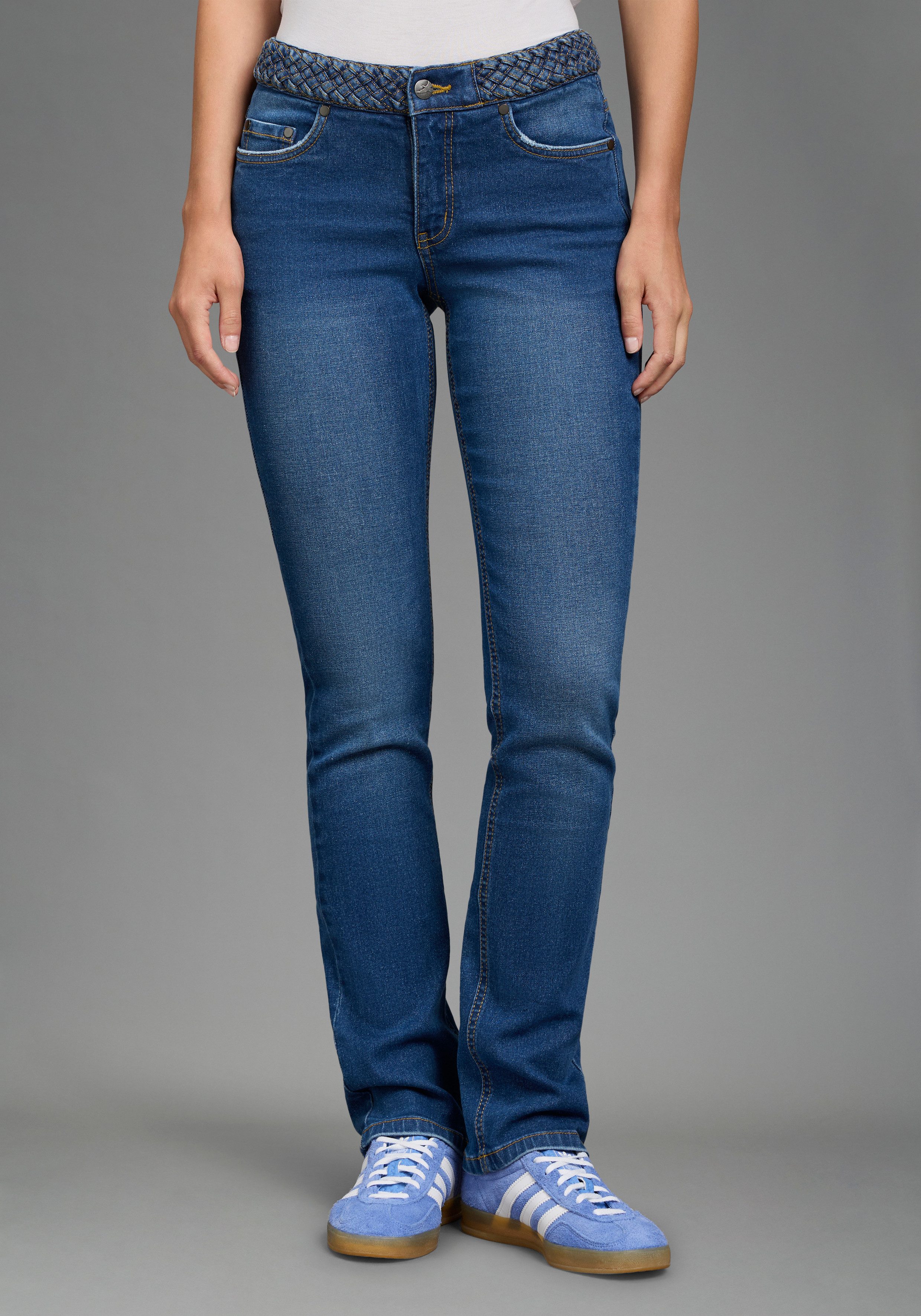 Arizona Gerade Jeans mit Jeansgürteloptik Straight-Fit, gerader Beinverlauf, normale Leibhöhe