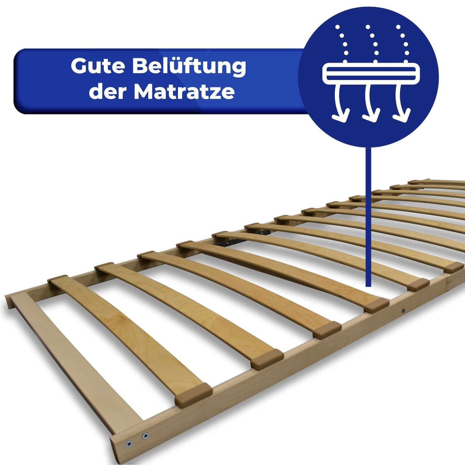 Lattenrost FIX, Coemo, Kopfteil nicht verstellbar, Fußteil nicht verstellbar, 80x200, 13 Federleisten, ideal für Kinderbetten, Gästebetten, WoMo