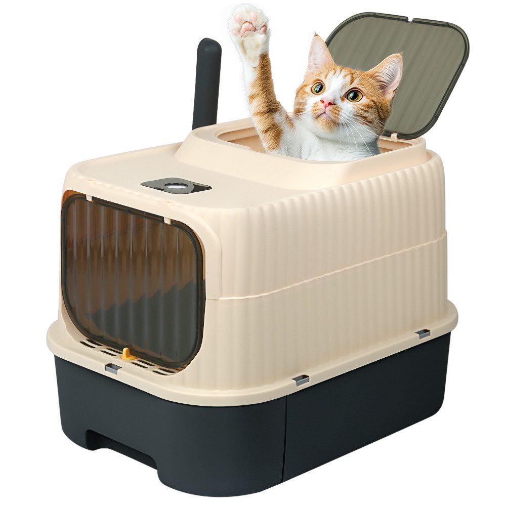 JEOBEST Katzentoilette, Katzenklo Geruchskontrolle mit Schaufel & Schublade,für Katzen bis12kg