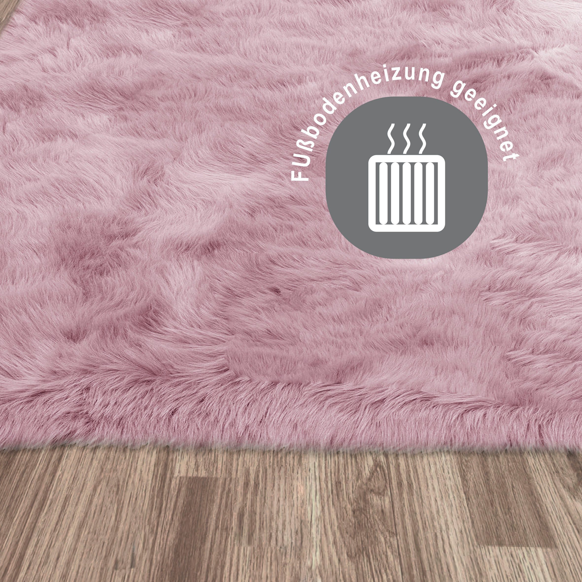 my home Hochflor-Teppich Valeria Fellteppich kuschelig, fellförmig, Höhe: 60 mm, Kunstfell, Fellform, weiche Teppiche, Schlafzimmer, Wohnzimmer