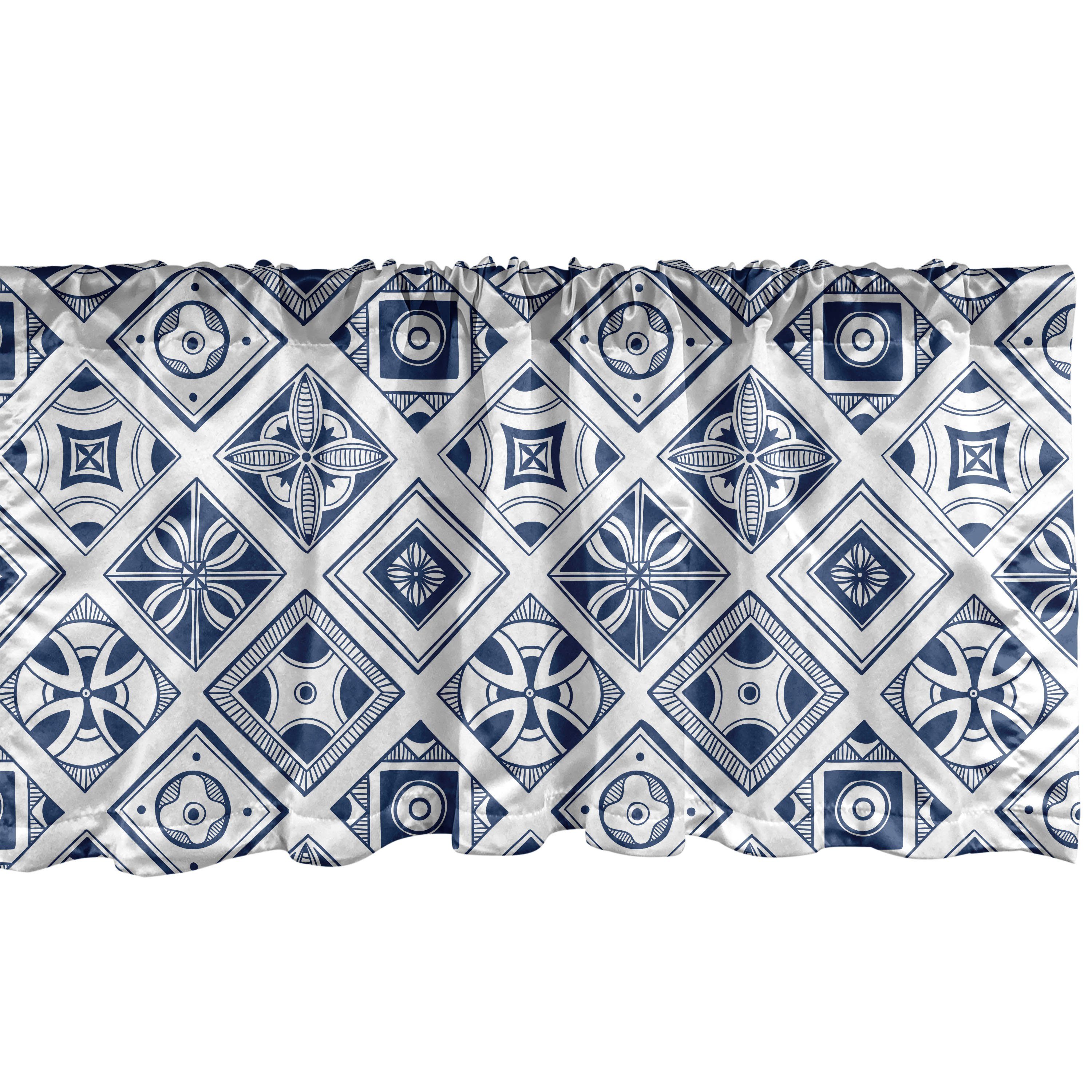 Scheibengardine Vorhang Volant blau für Navy Abakuhaus, Schlafzimmer mit Spanisch Küche Traditionelle Microfaser, Stangentasche, Dekor