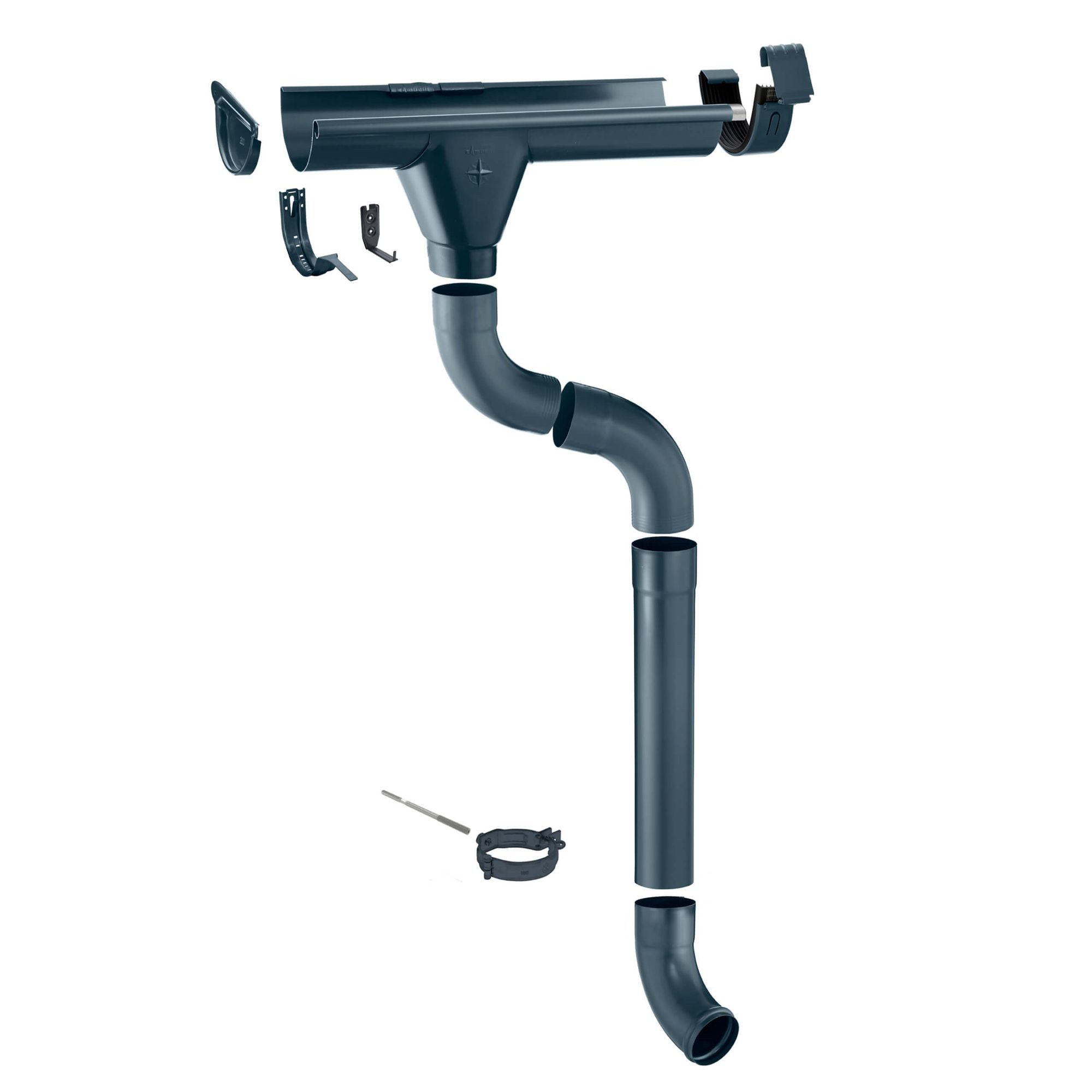 Zambelli Dachrinne RG250, Zink Dachrinne Komplettset Gartenhaus, Carport, Terrasse, 1 Dachseite, 1-St., 8 teilig /250mm 2m Anthrazit ohne Löten, für Dachfläche bis ca. 70m²