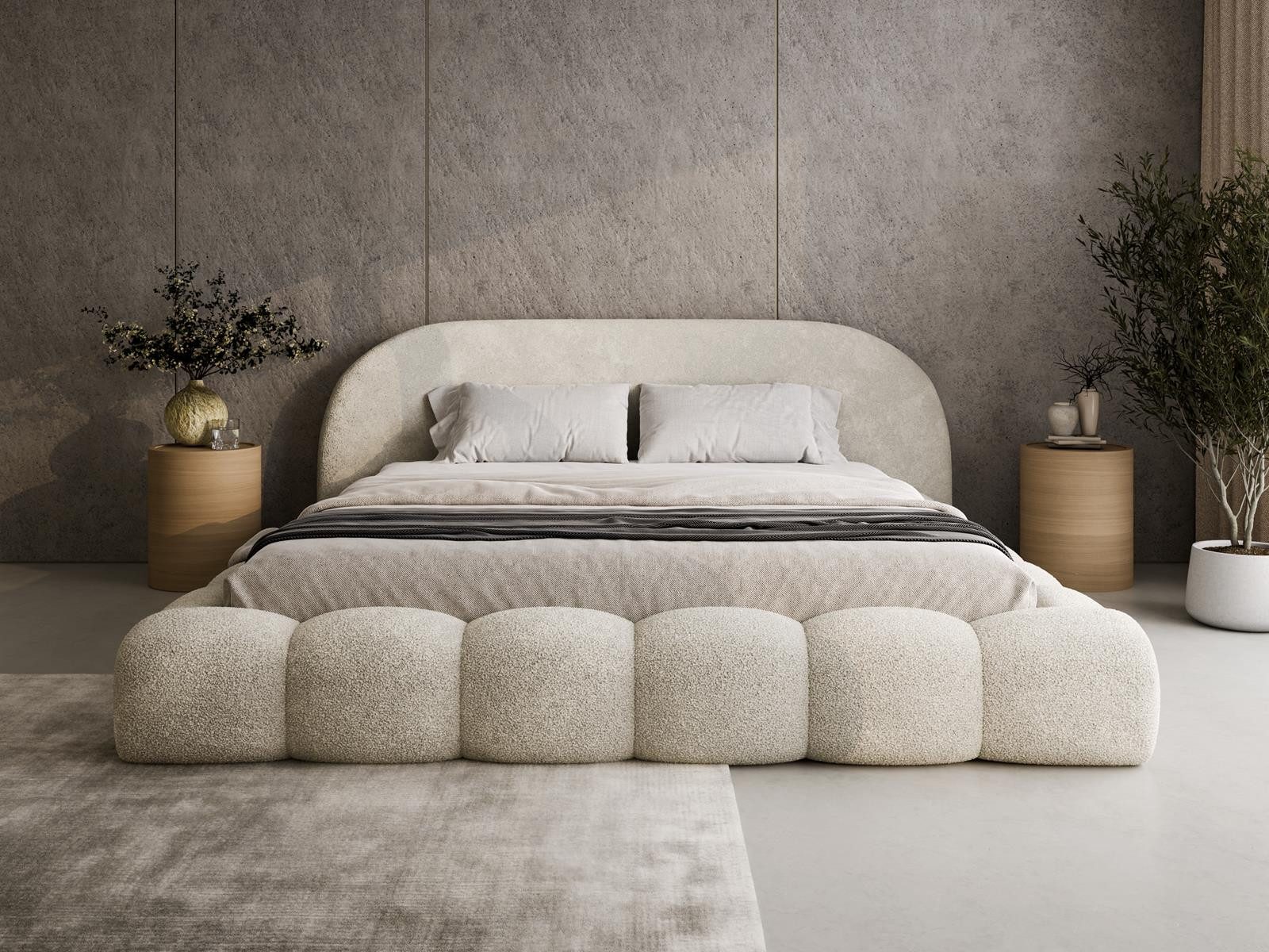 Compleo Polsterbett OMBIS, Wolkenbett mit Bettkasten und Lattenrost, Designer-Bett, MADE IN EU