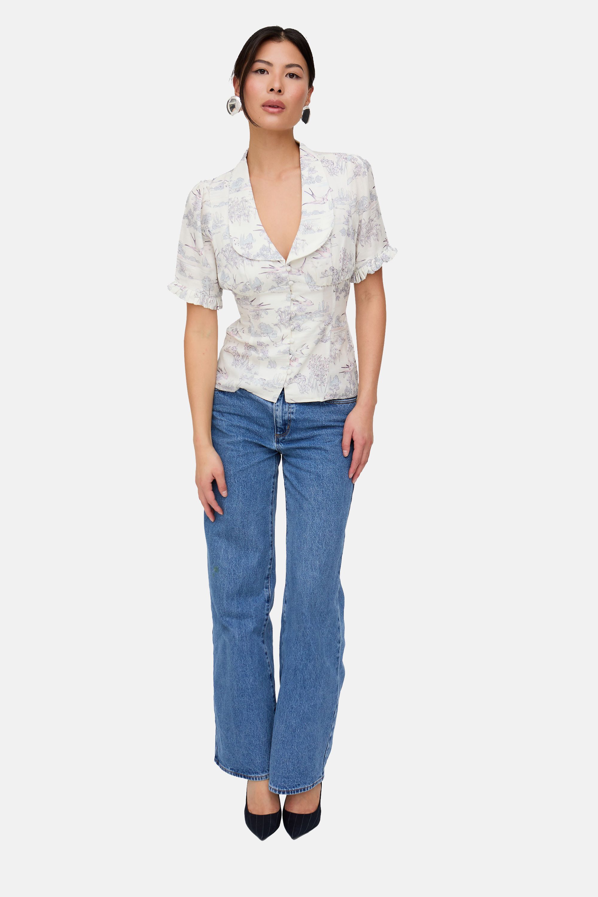 Lily and Lionel Hemdbluse Rachel Vintage Inspired Short Sleeve Shirt Damen