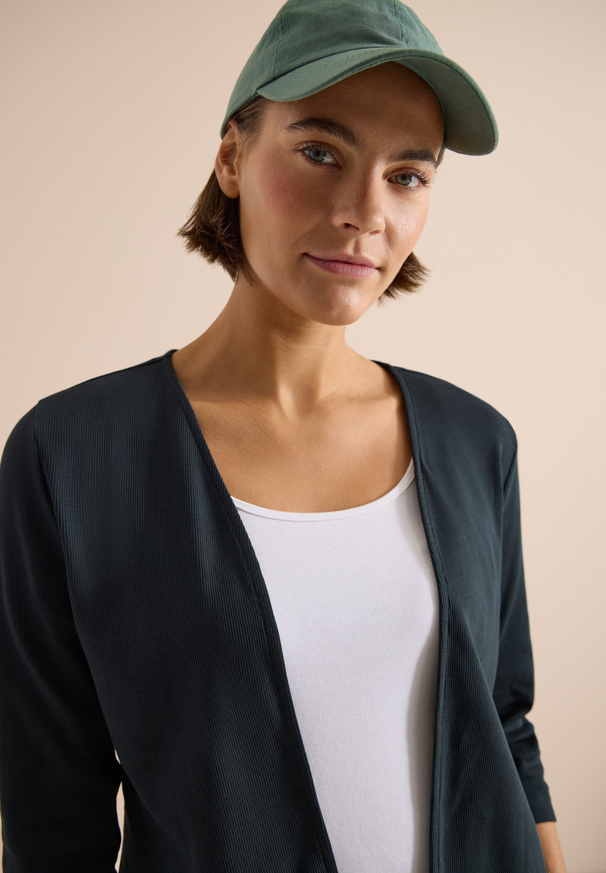 CECIL Bolerojacke Offene 3/4-Arm Jacke in Rippstruktur/ Ohne Verschluss