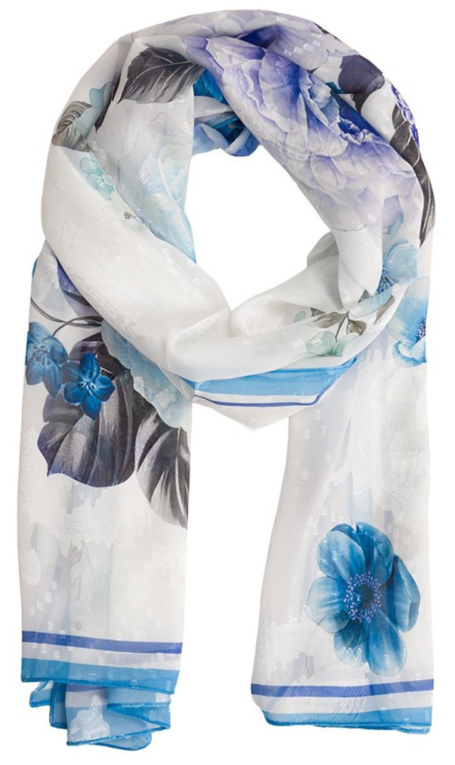 chic4home Schal Color Flow, (1-St. 1-teilig), sommerlicher Damen Schal mit Blumenmuster