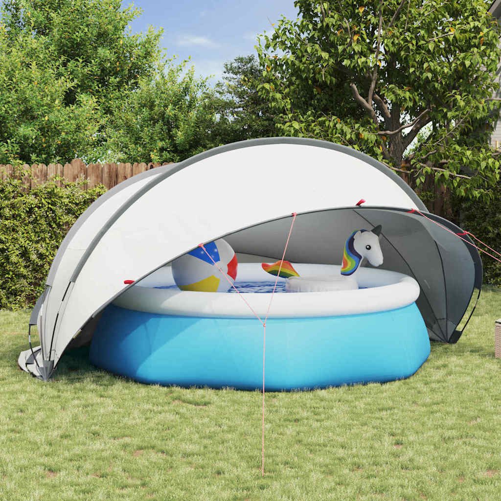 vidaXL Poolüberdachung, Pool-Dome Grau und Orange 430 x 430 x 210 cm