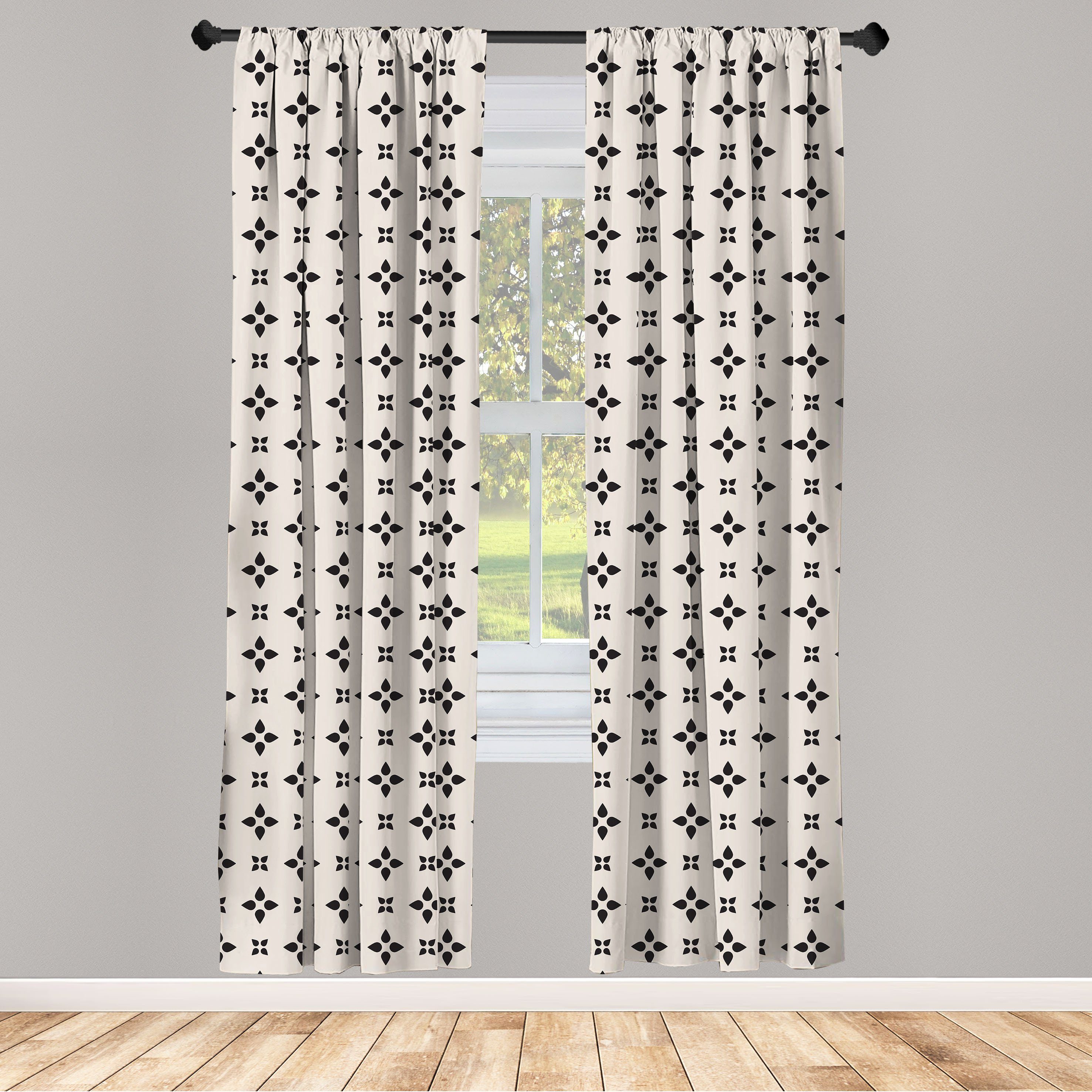 Gardine Vorhang für Wohnzimmer Schlafzimmer Dekor, Abakuhaus, Microfaser, Geometrisch Minimal Teardrop Formen | Fertiggardinen