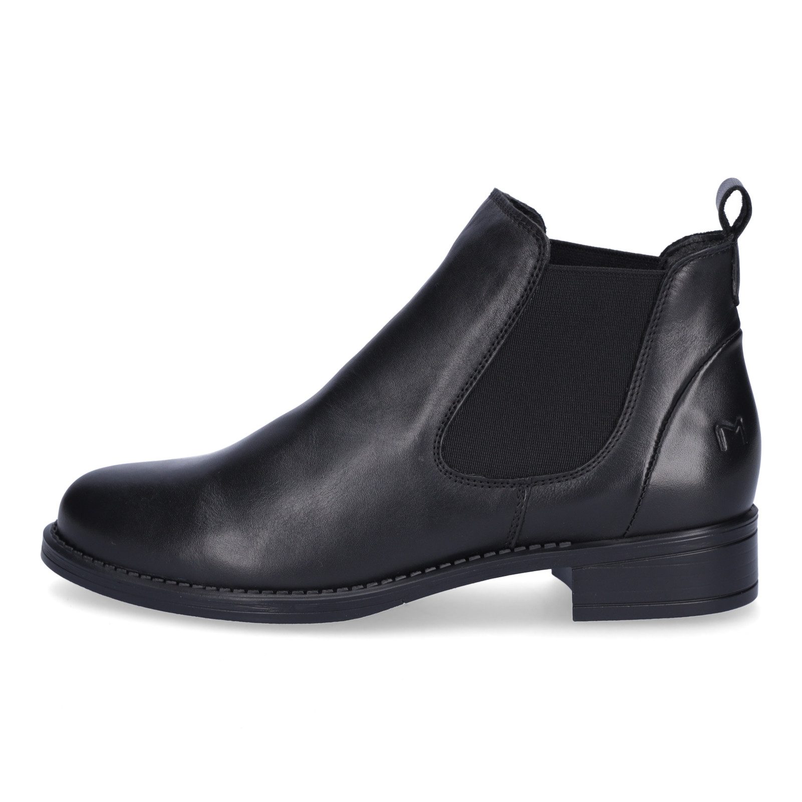 MIDS MILOU Damen Chelseaboots Glattleder in Schwarz mit Textilfutter, Chelsea-Gummizug & Blockabsatz