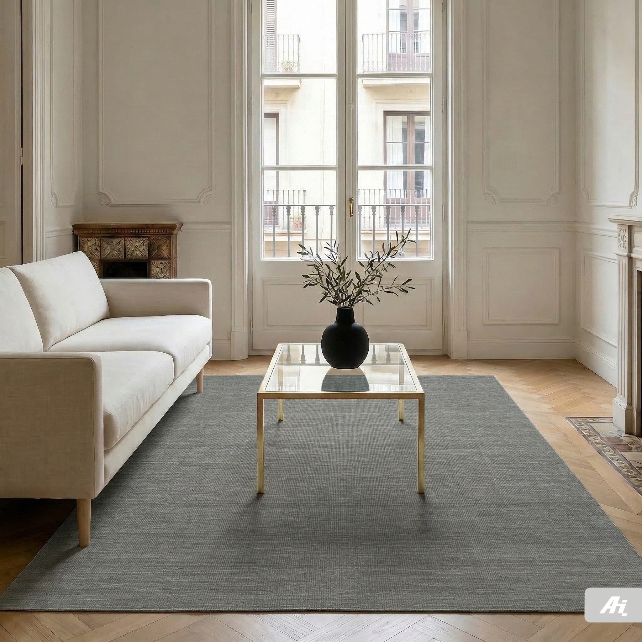 Carpet Avenue Teppich Kelim Solo - Dunkelgrau 230x160, Rechteck, Höhe: 5 mm