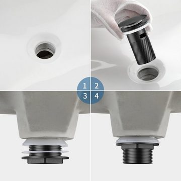 Auralum Ablaufventil Waschbecken Ablaufgarnitur POP UP mit Überlauf Waschtisch Edelstahl, 1 1/4 Zoll, Farbe schwarz