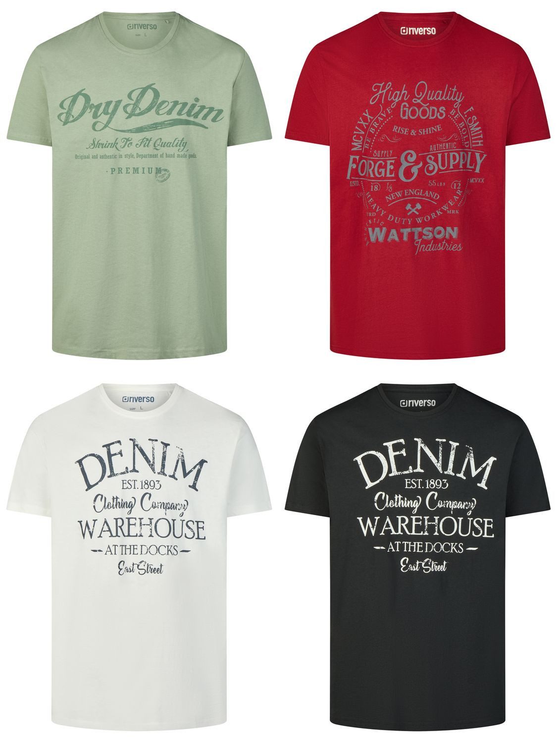 riverso T-Shirt Herren Printshirt RIVLeon Regular Fit (4-tlg) Kurzarm Tee S günstig online kaufen