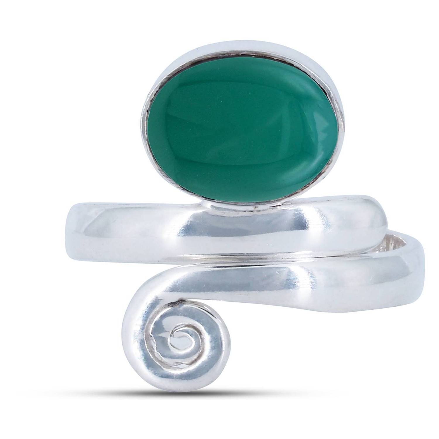 mantraroma Silberring 925er Silber mit grüner Onyx