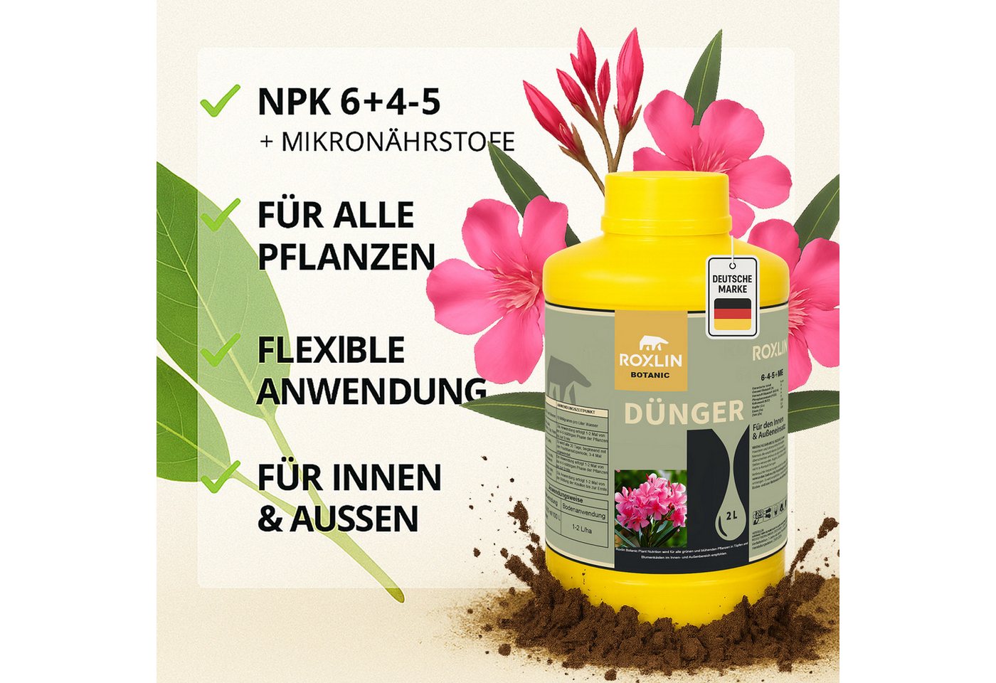 Thumbnail - Roxlin Gartendünger Oleander Dünger 2L – Oleander für alle Oleanderdünger