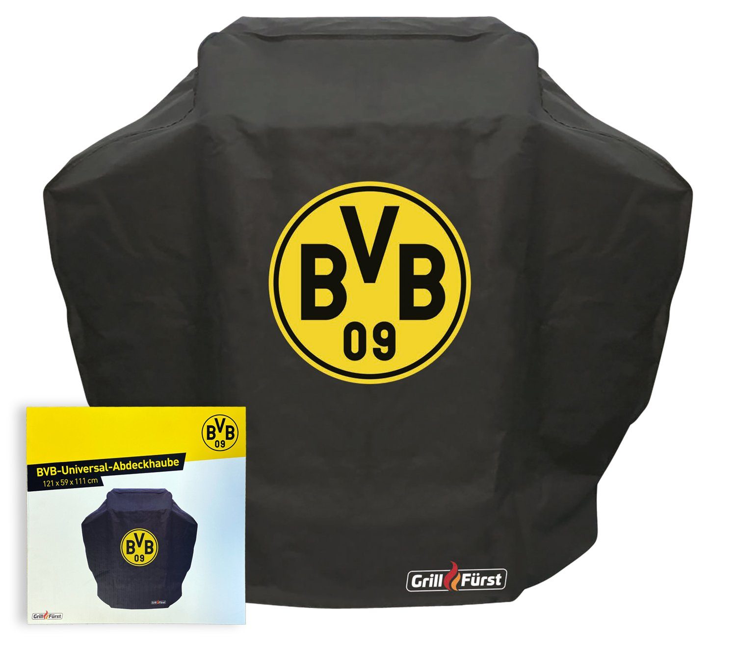 Grillabdeckhaube Grillfürst Abdeckhaube / Schutzhülle 121 x 59 x 111 cm - Borussia Dortmund Edition für Napoleon Rogue 365 / Broil King GEM 320 / Napoleon Triumph 325 /Outdoorchef Cairns 3G, Australia 315 G, 325 G