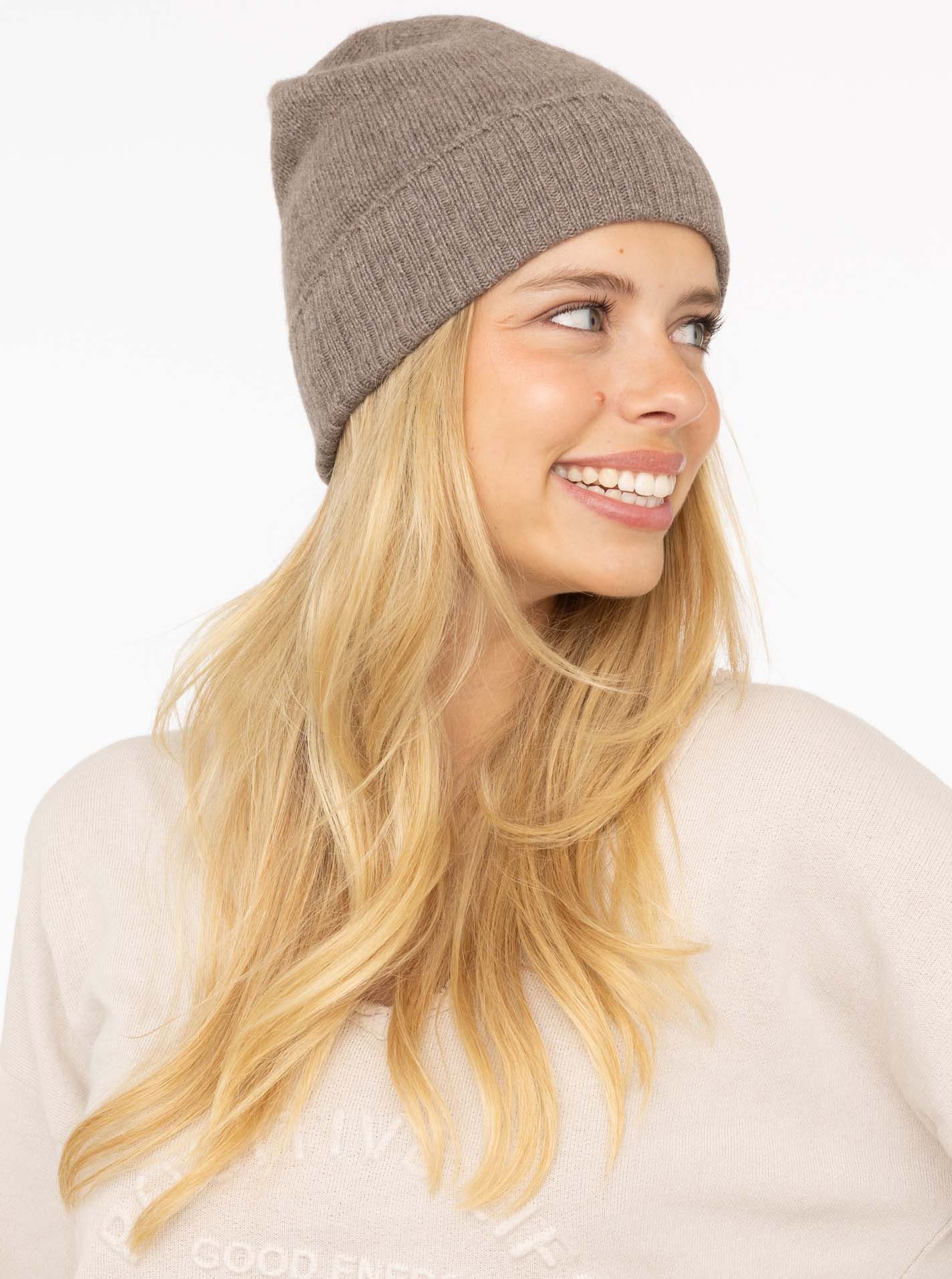 Zwillingsherz Strickmütze Feinstrick, breiter geripptem Umschlag