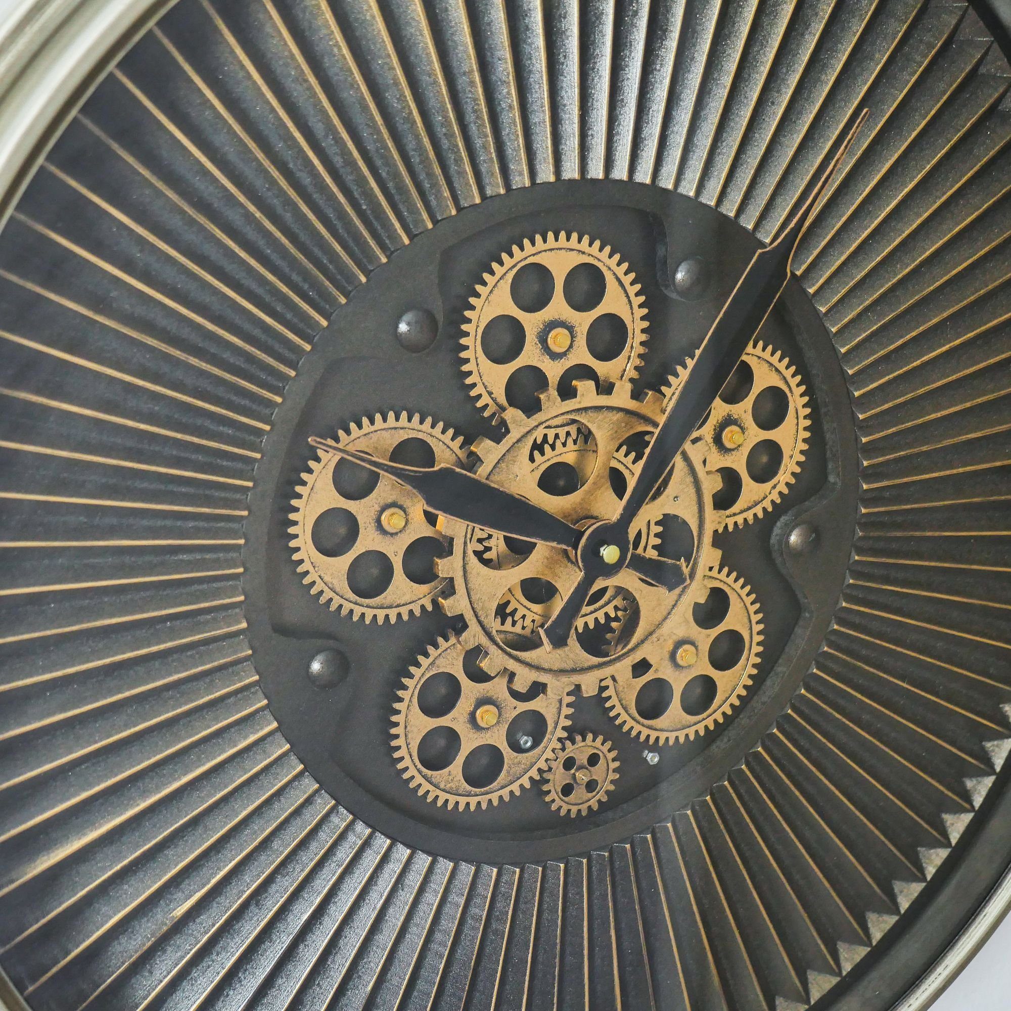 Rivanto Wanduhr Stefan (Radaruhr mit cm 55 Durchmesser) sichtbarem Uhrwerk, S Größe