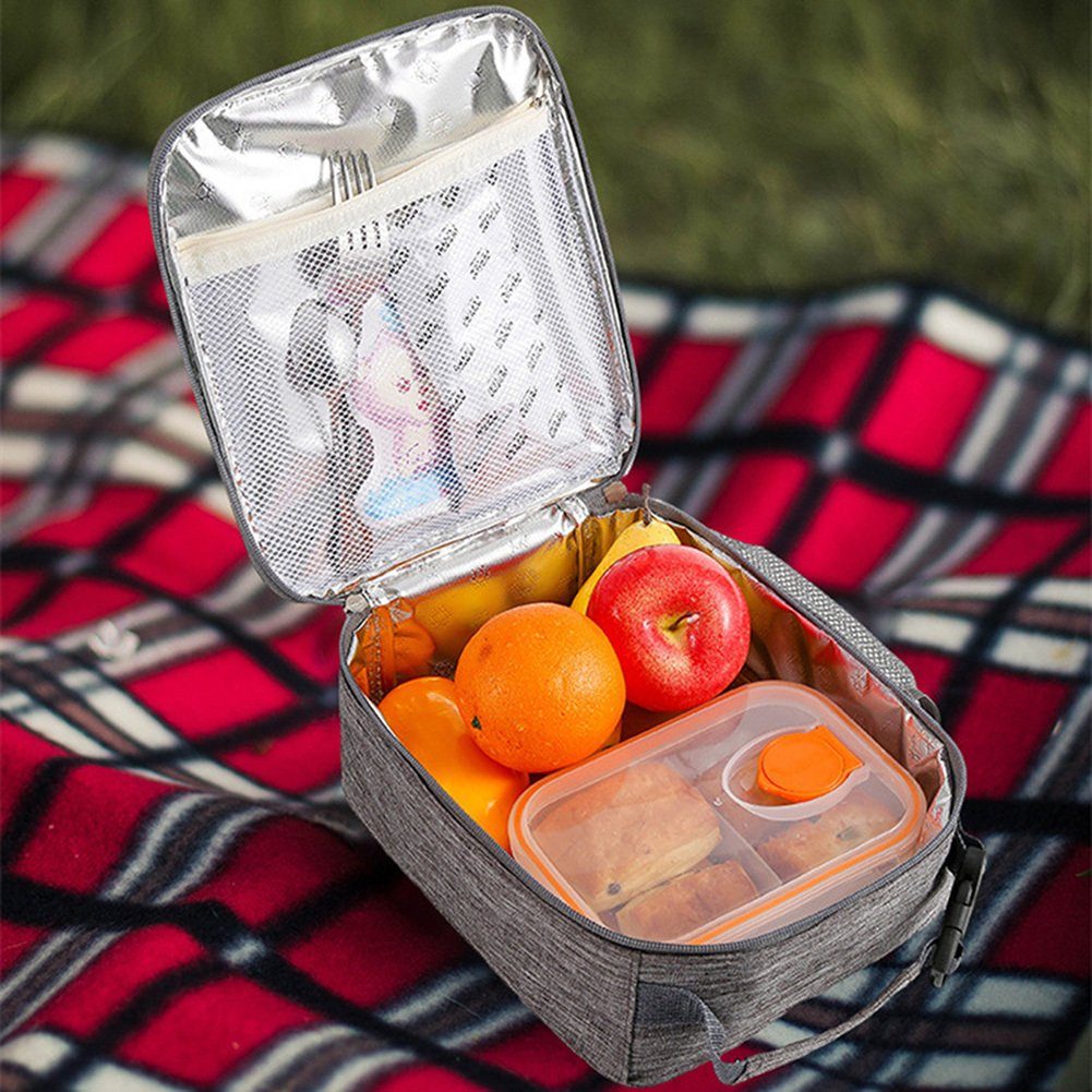 isolierte Blusmart Mit Lunchpaket, Picknicktasche Reißverschluss, Picknick-Kühltasche Tragbare black