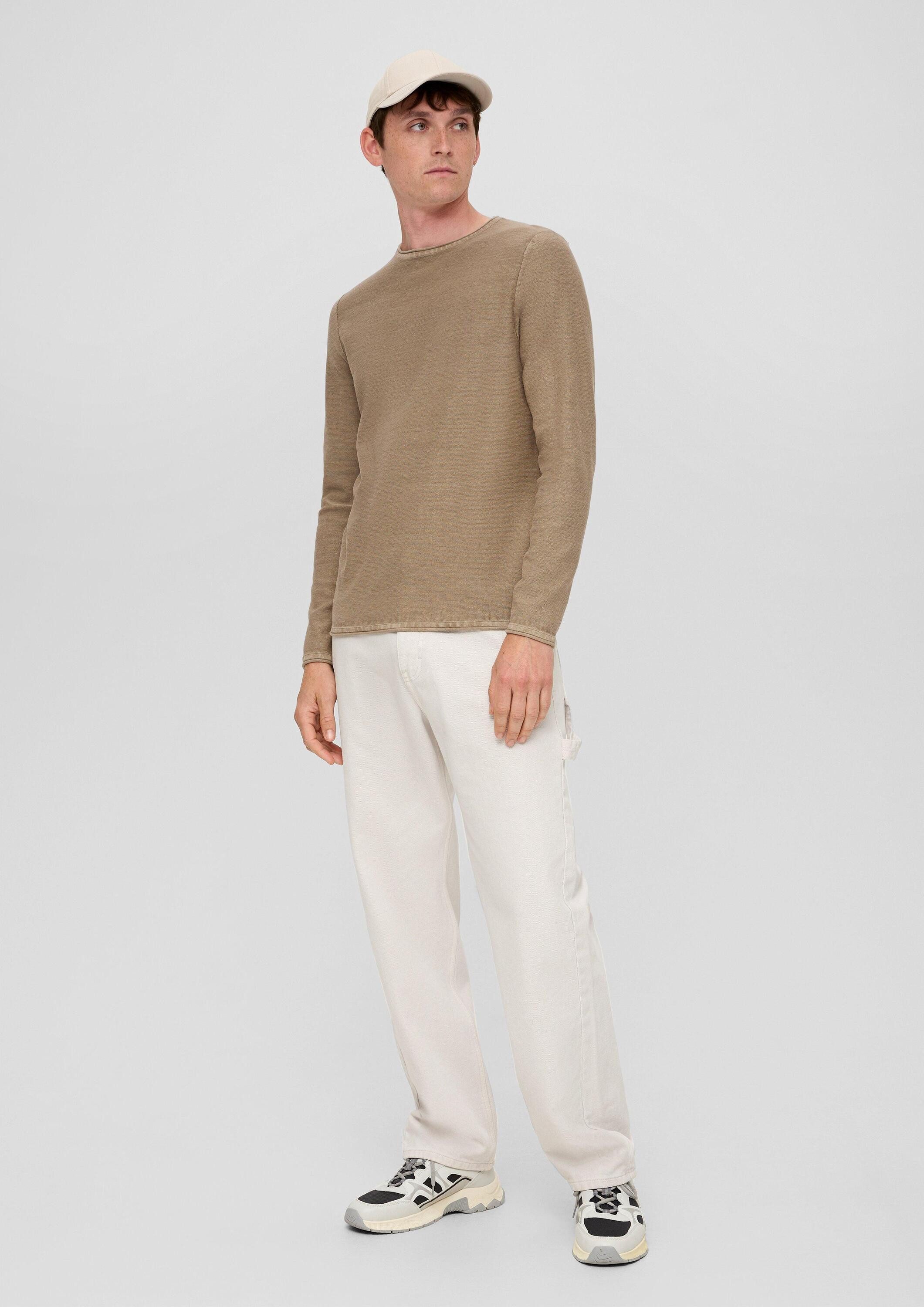 QS Longpullover Strickpullover Pullover mit Garment Dye