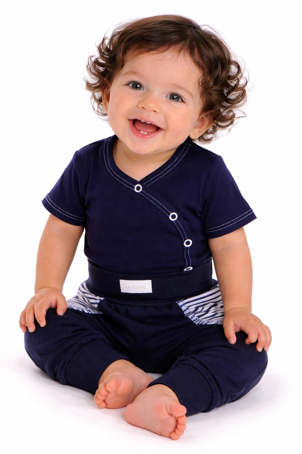 Body & Hose Baby Anzug 2Tlg Body Wickelbody Hose in Blau gestreift