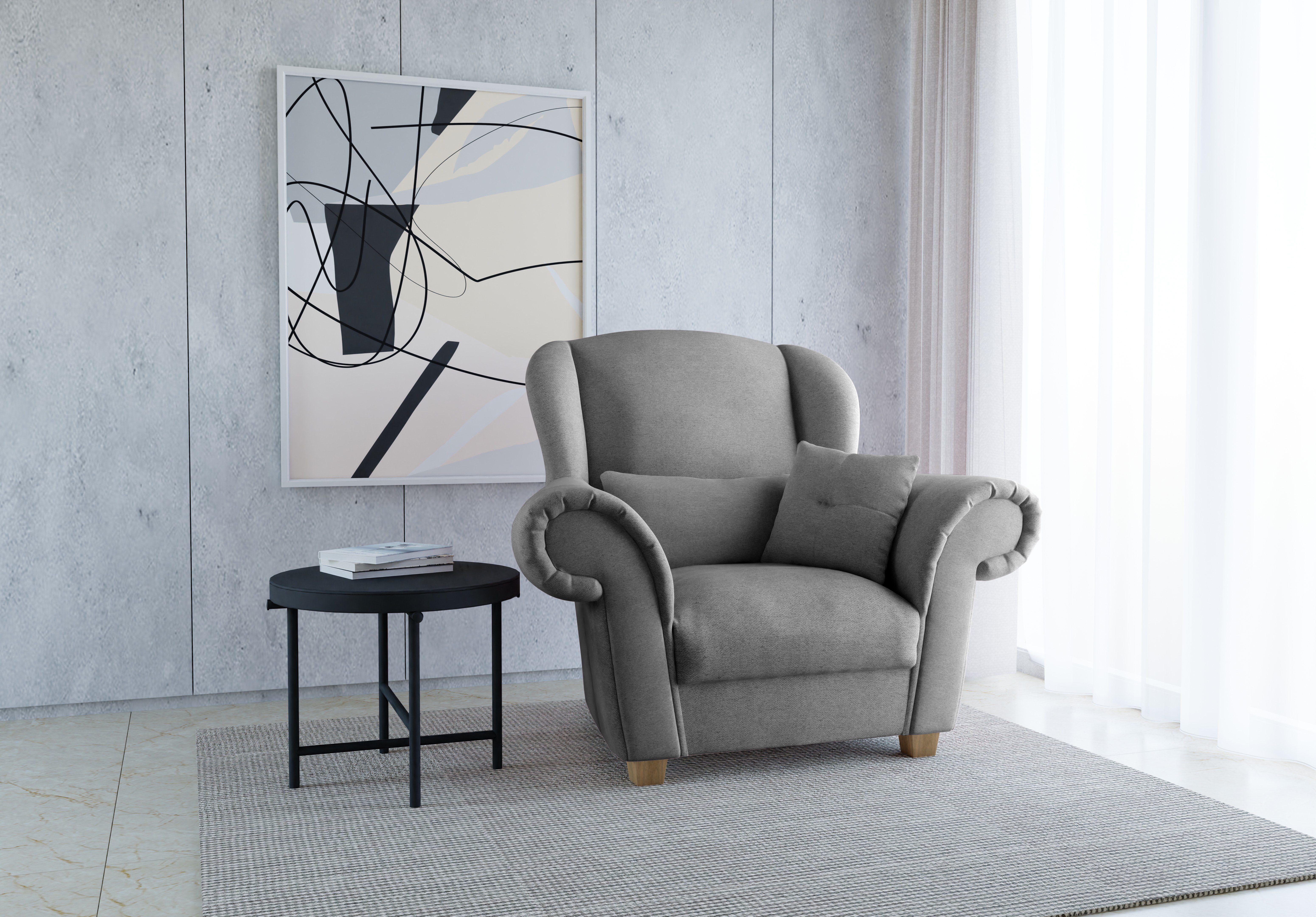 Sofa Dreams Sessel London (Loungesessel, Fernsehsessel), Webstoff, Polstersessel, Strukturstoff Dark Grey