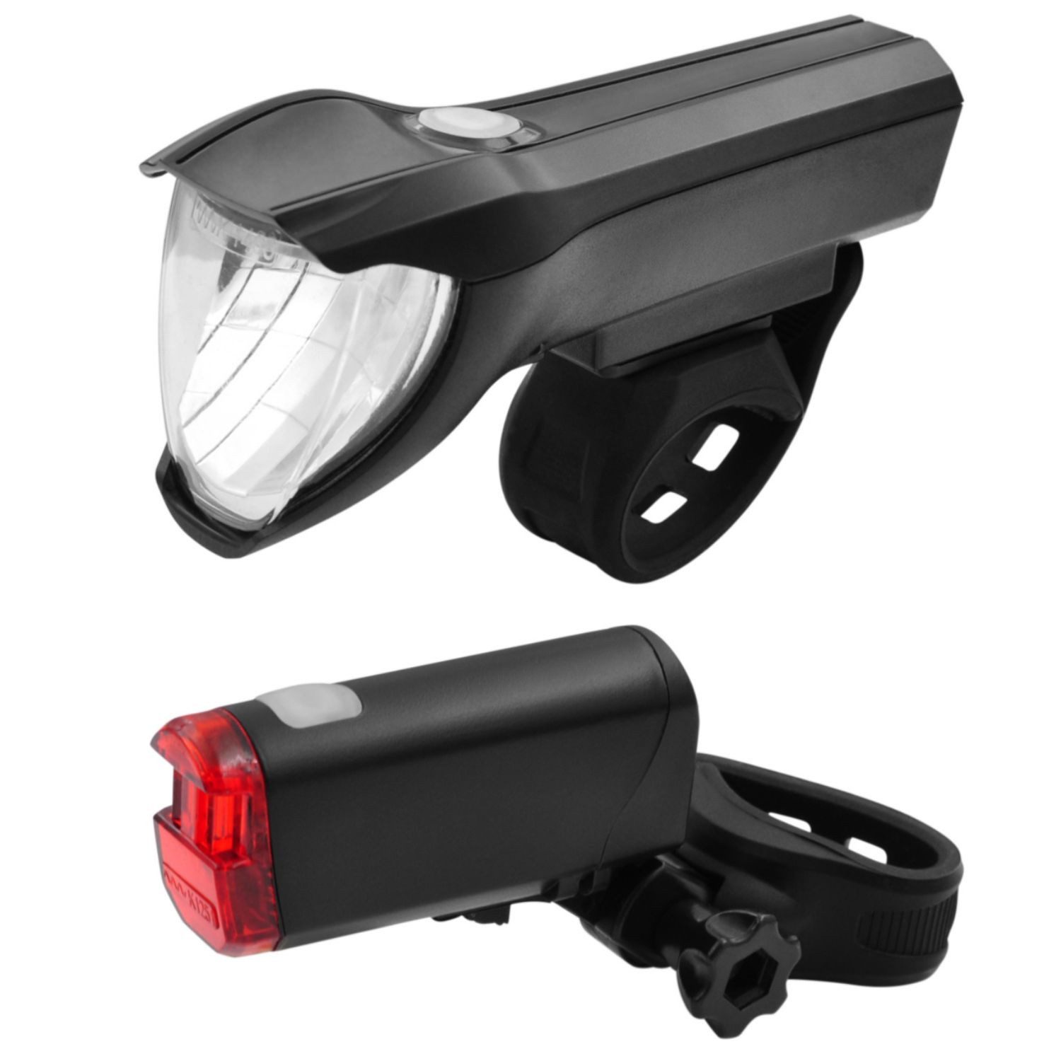 FISCHER Fahrrad Fahrradbeleuchtung LED Fahrrad-Licht Set Akku Beleuchtung 50 Lux, Frontlampe 50 25 15 Lux 3 Stufen Rücklicht StVZO zugelassen Halter