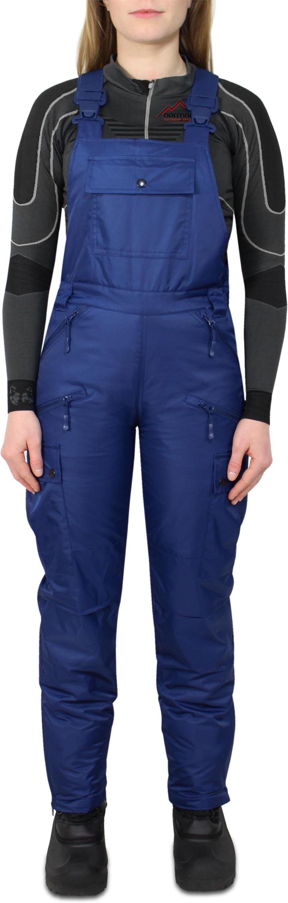 Outdoorhose mit Hosenträgern Navy Thermo-Latzhose Winterhose atmungsaktiv Foraker gefüttert normani wasserdicht, Damen und Thermohose winddicht