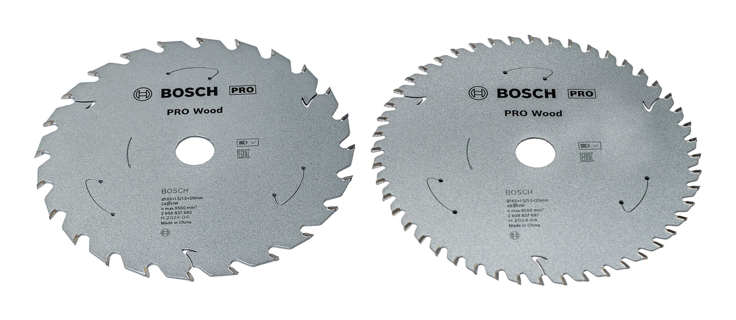 BOSCH Kreissägeblatt Pro Wood (2 Stück), Wood 165 mm, kabellos, Promo-Pack - 2er Pack