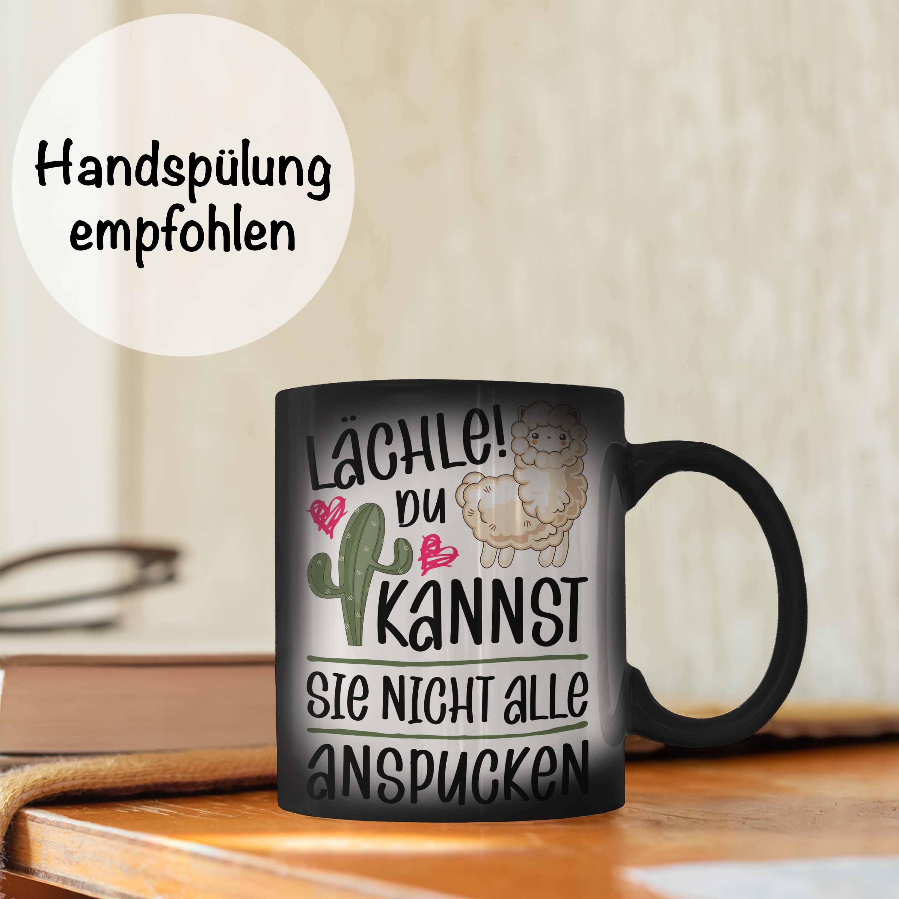 mit Farbwechsel Nicht Sie Anspucken Tasse Alpaka Tasse Zaubertasse, Lustige Spruch Alle Trendation Lächle Zaubertasse Llama Du Trendation Farbwechsel Lama Kannst -