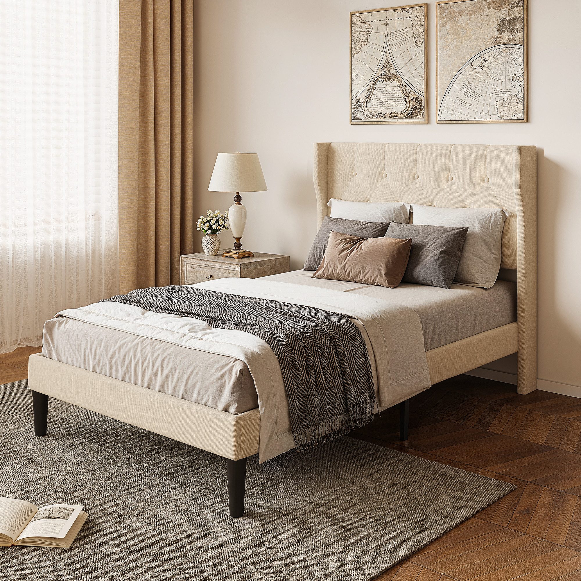 Bealife Bettgestell mit Kopfteil und Lattenrost, Doppelbett, Einzelbett,3 M günstig online kaufen