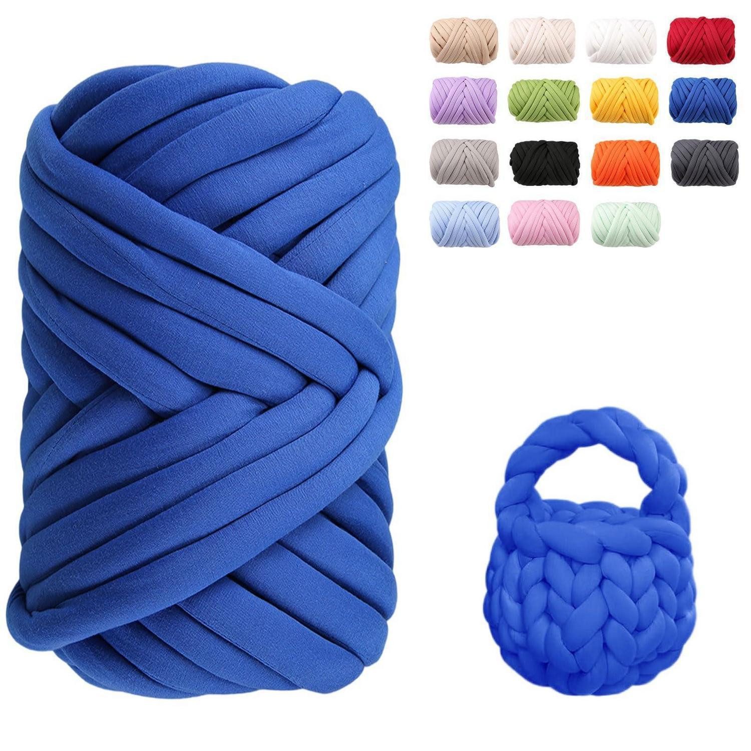 LuxusKollektion Stricknadeln Chenille Wolle Dickes Garn 500g Dunkelblau