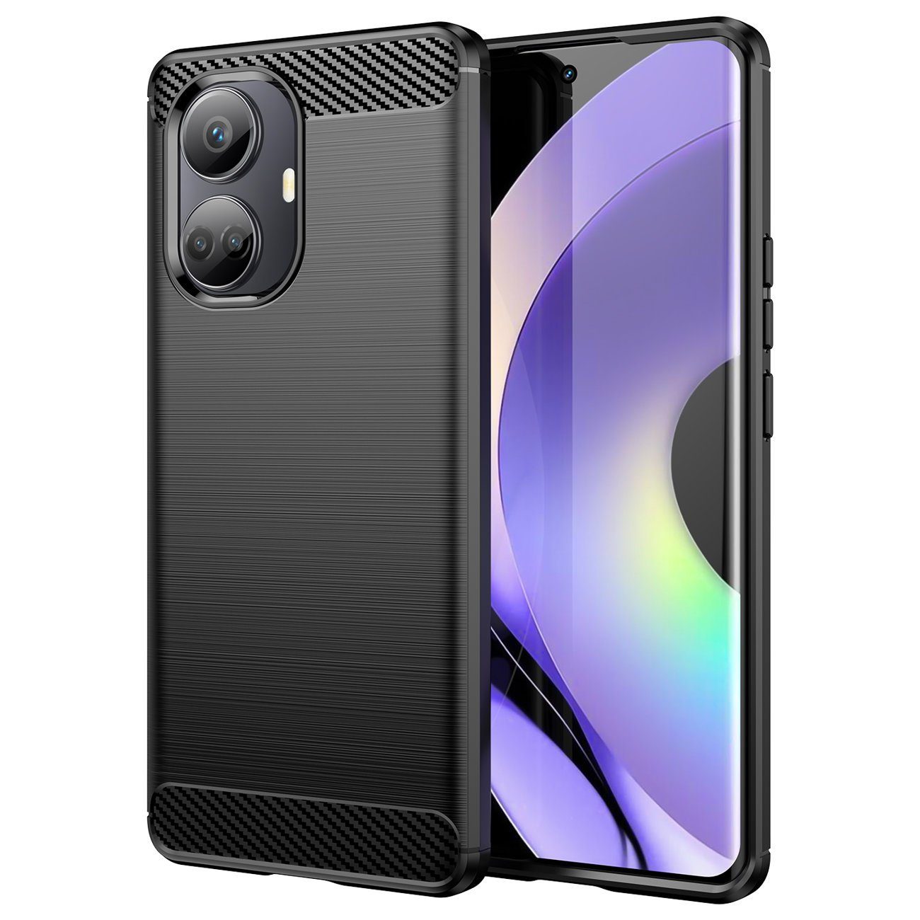 cofi1453 Bumper Carbon Case Hülle für Realme 10 Pro flexible Silikon Hülle schwarz
