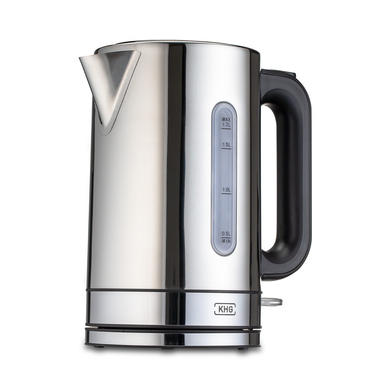 KHG Wasserkocher WK-1702 ES aus Edelstahl, 1,7 Liter Fassvermögen, Abschaltautomatik, 1.7 l