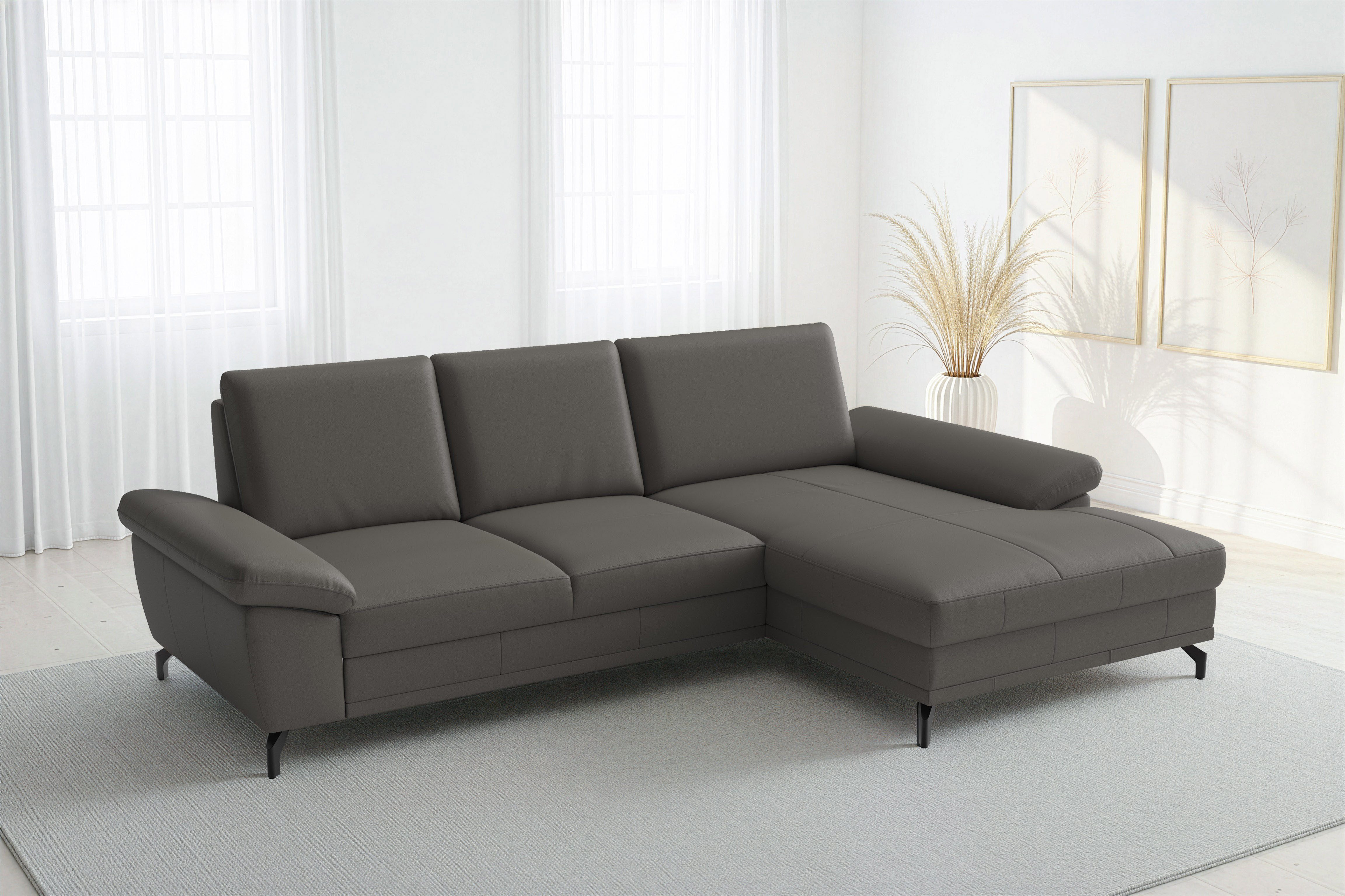 sit&more Ecksofa Chelsea L-Form, B: 264 cm, Armteil- & Sitztiefenverstellung, Leder, Couch optional mit Schlaffunktion und Bettkasten, Sitzhöhe 45 cm