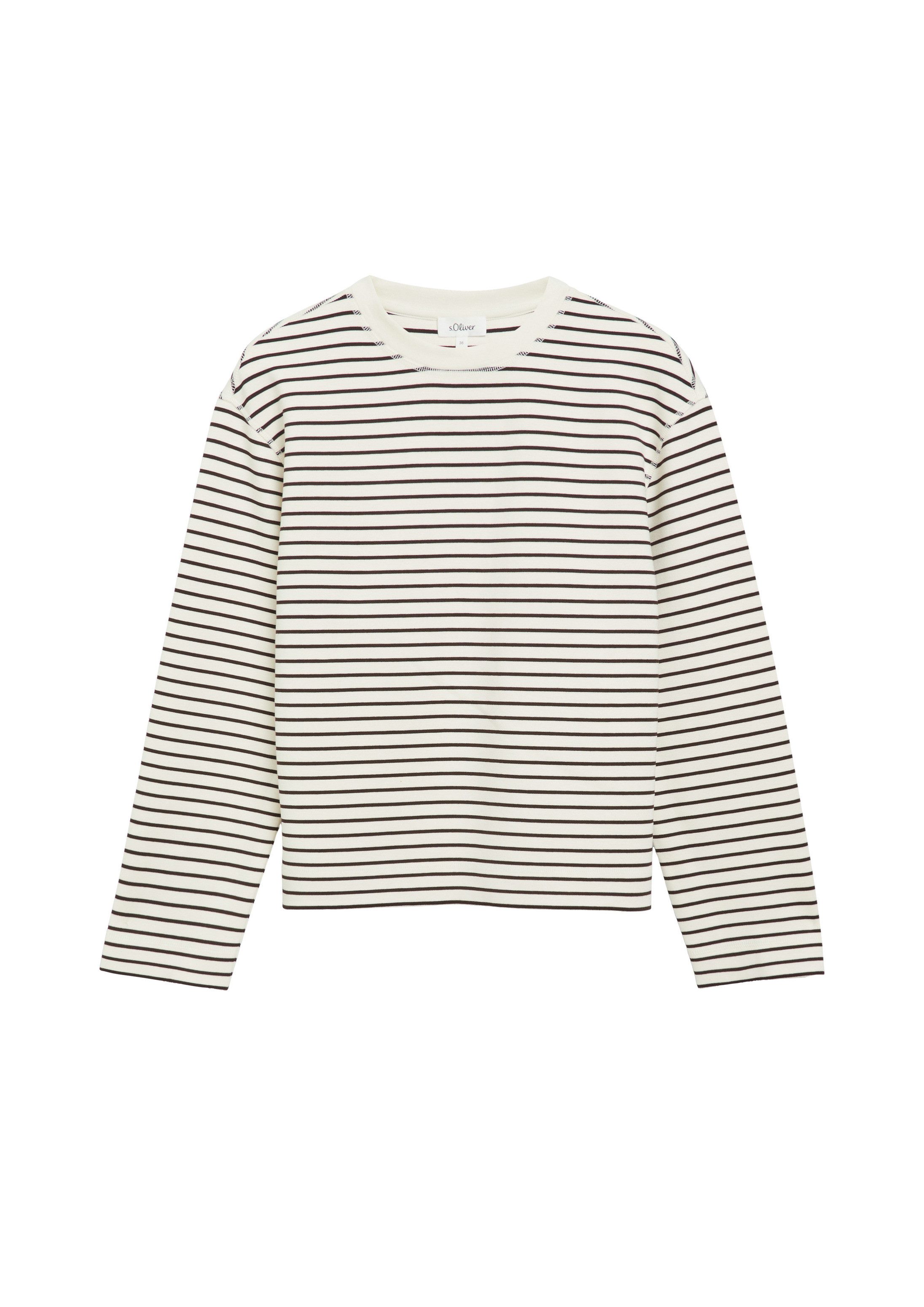 s.Oliver Sweatshirt Sweatshirt Scuba-Sweatshirt mit Ringeln im Relaxed Fit
