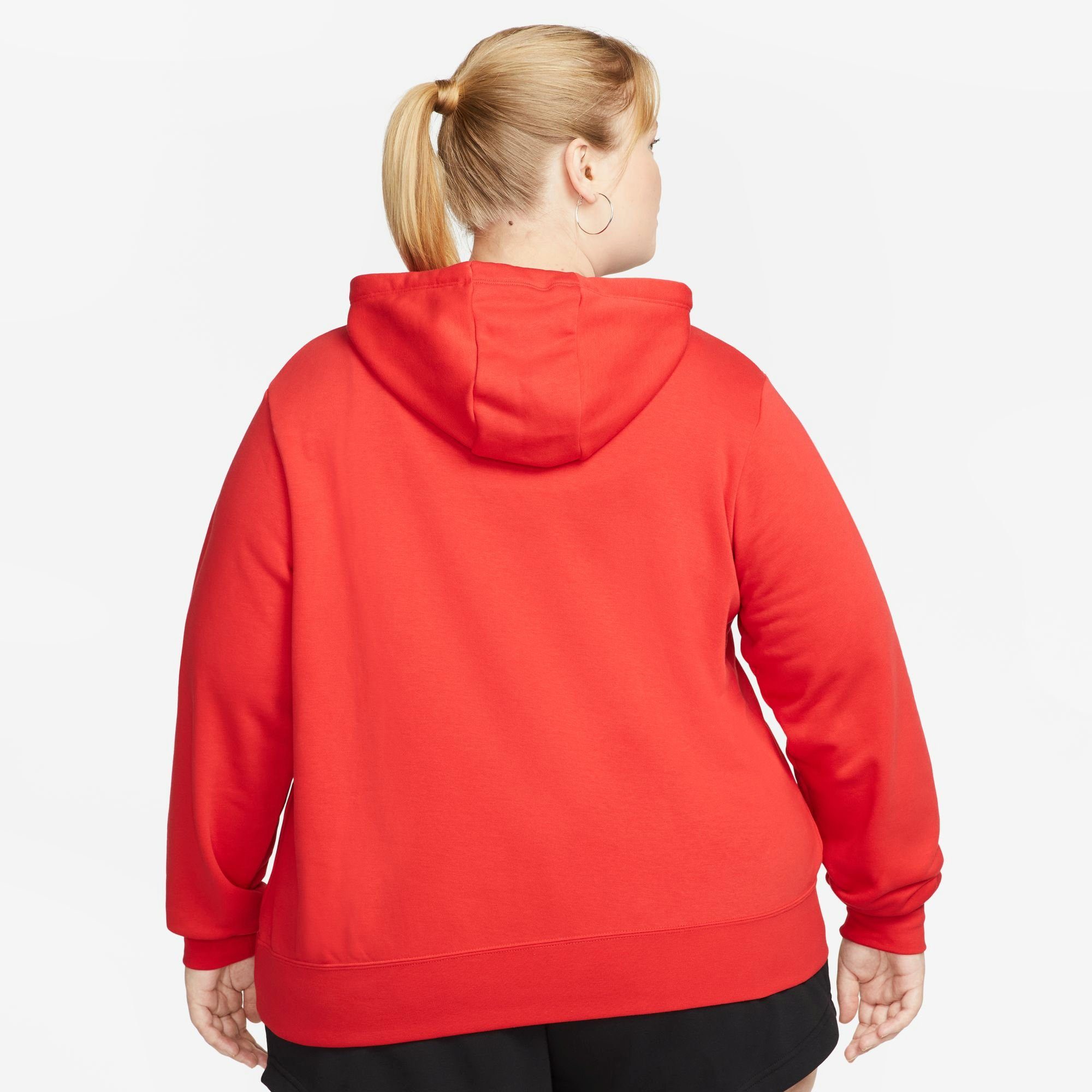 Nike Sportswear Kapuzensweatshirt FLEECE HOODIE RED/WHITE (PLUS UNIVERSITY WOMEN'S CLUB PULLOVER SIZE)