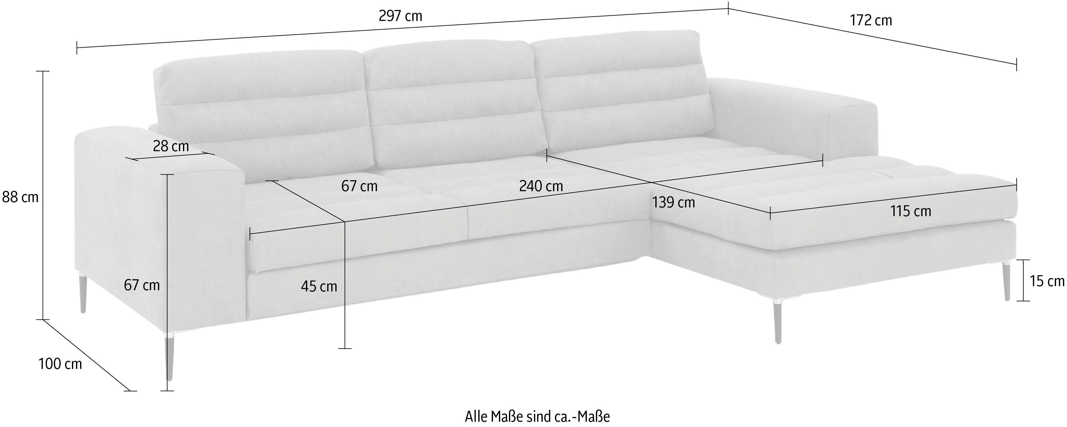 Brandwood, x ohne 88cm 172cm) oder (277cm (297cm 88cm x 172cm) x Ecksofa Home x Bettfunktion affaire