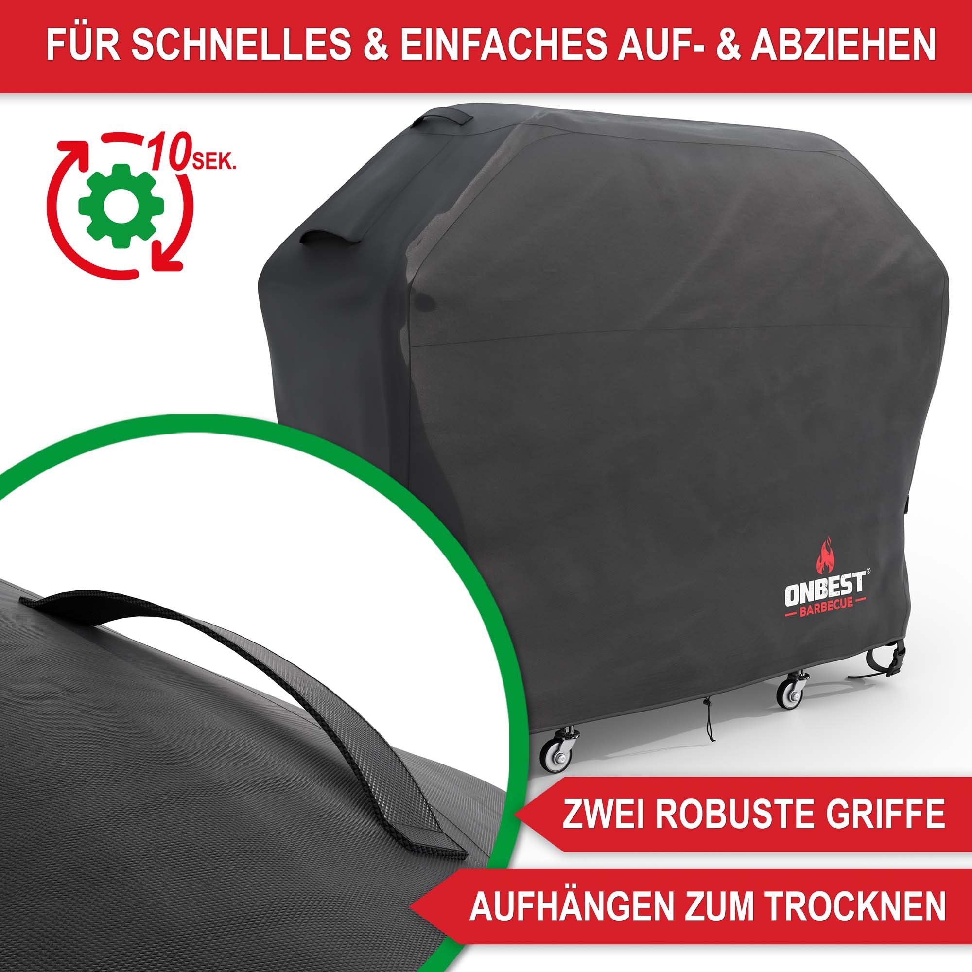 Onbest Grill-Schutzhülle wetterfest inklusive Transporttasche, 600D Oxford Gewebe, wasserdicht – Bild 5 von 5