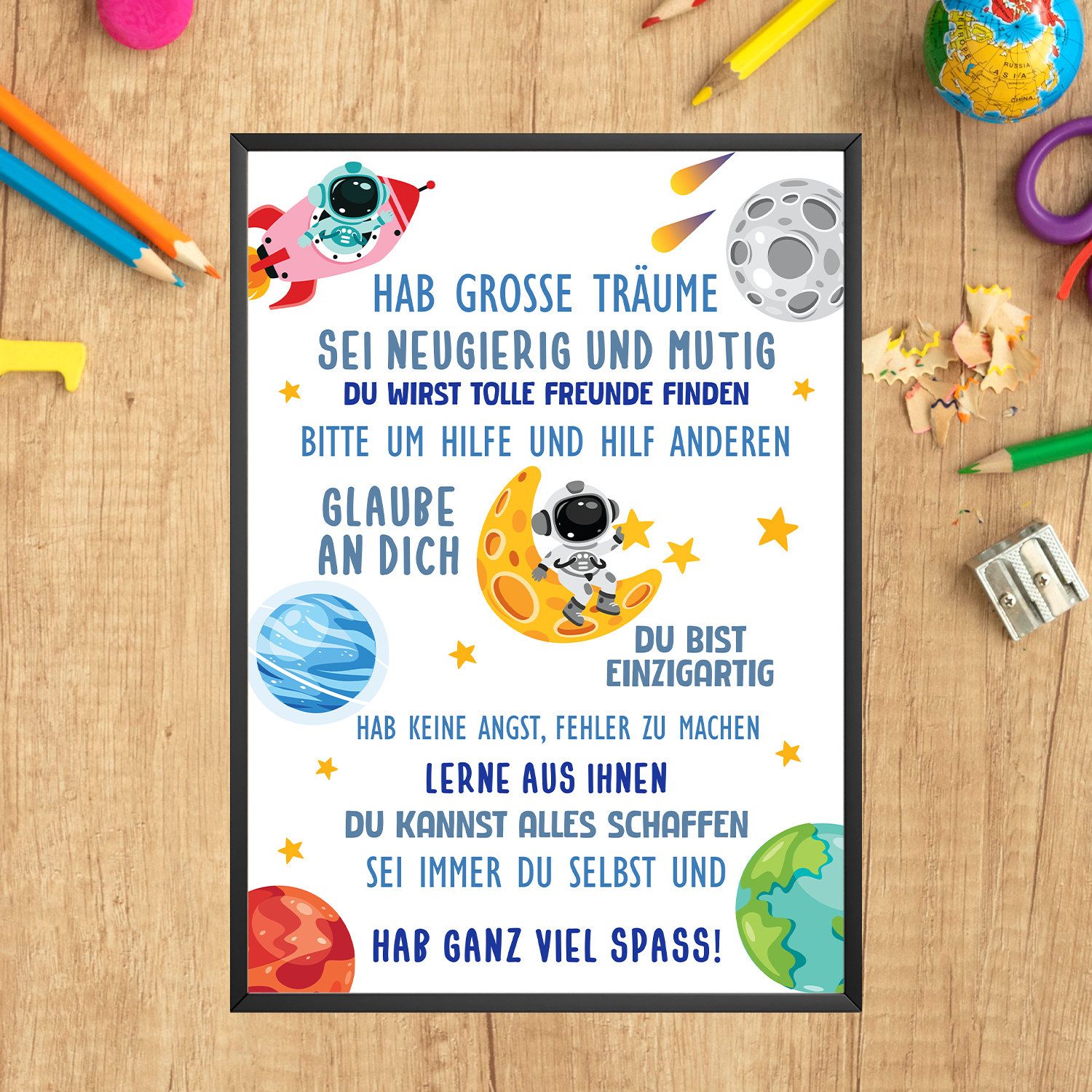 Tigerlino Poster Affirmationsposter Geschenk zum Schulanfang Einschulung Schulkind