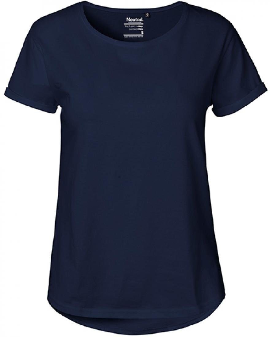 Neutral Rundhalsshirt Damen Roll Up Sleeve günstig online kaufen