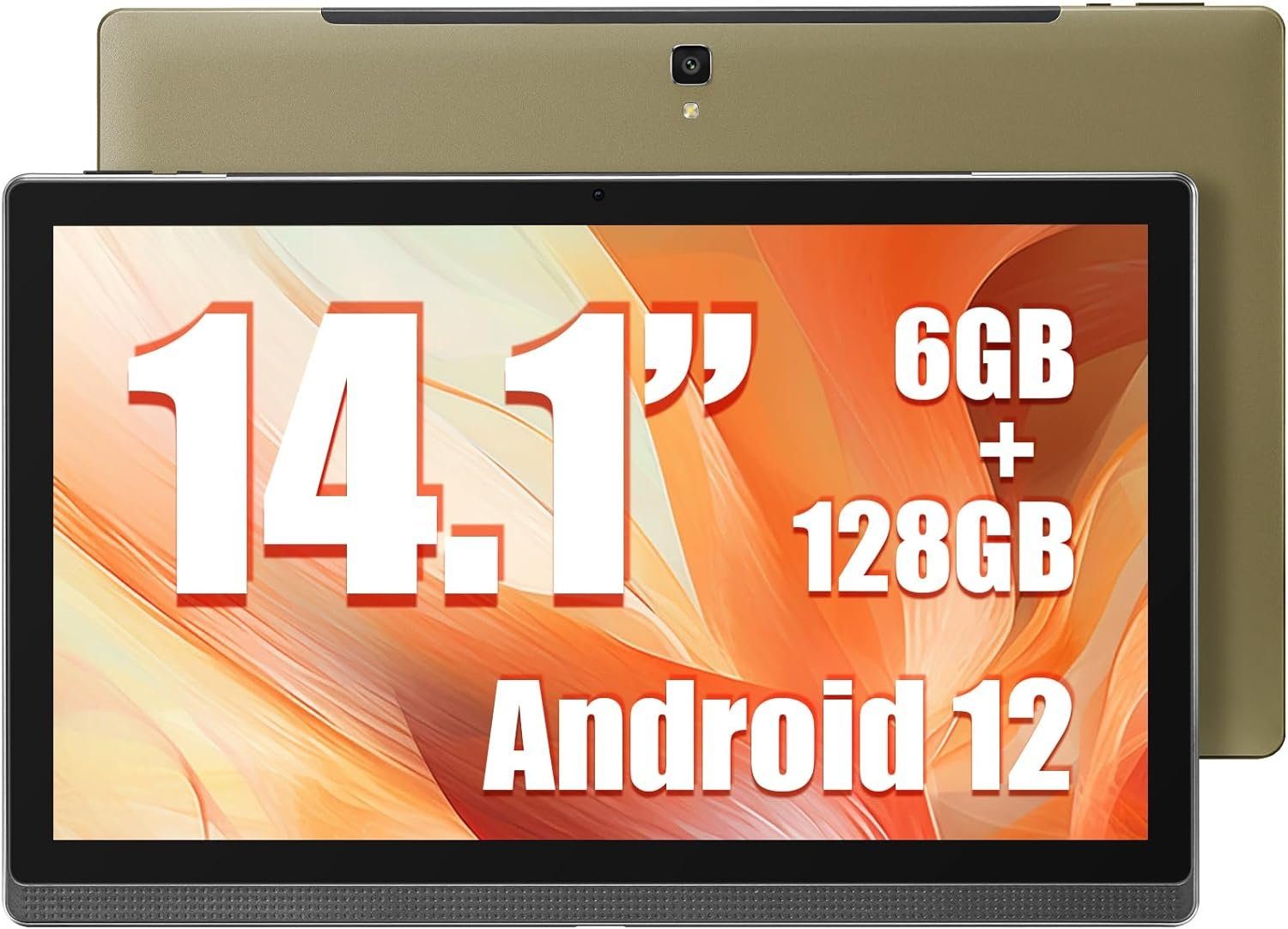 MESWAO ‎MES-B1 Tablet (14,1", 128 GB, Android 12, 2,4G+5G, Tablet IPS HD Großes Display, Bluetooth,10000mAh Akku für Unterhaltung)